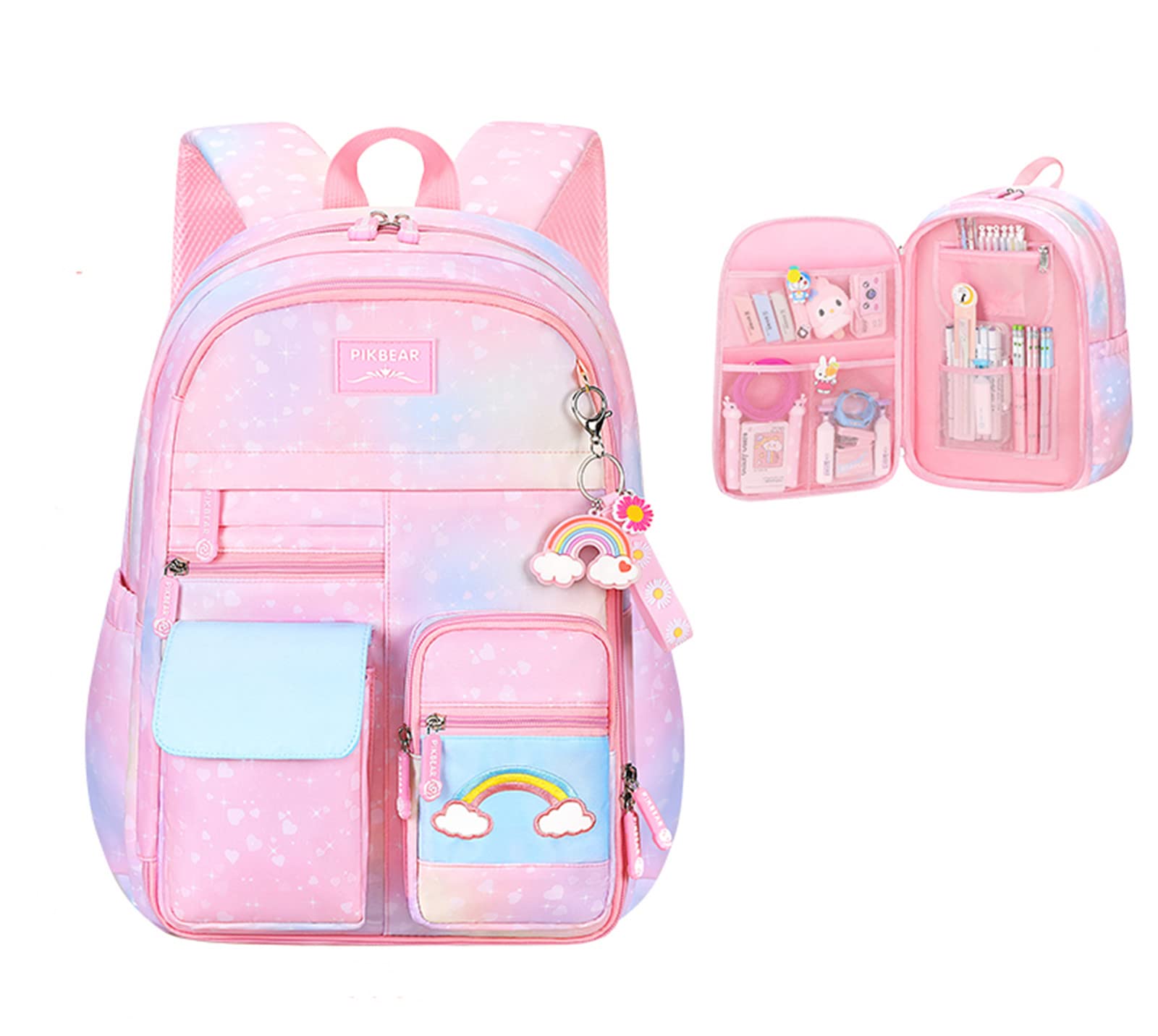 **Pink Girls Backpack for School - Lightweight Kids Backpack with Multiple Compartments, Cute Elementary School Bag for Girls - Perfect for Daily Use, Travel & Classroom**