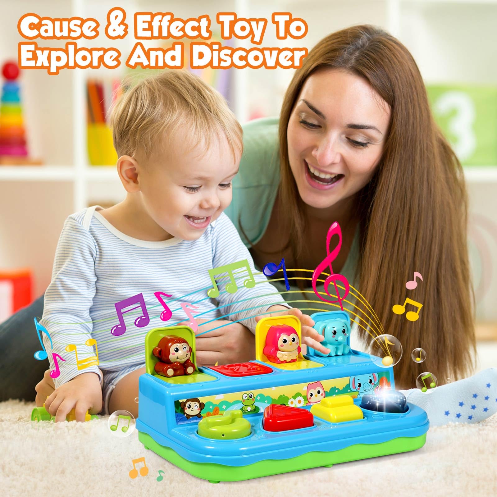 Best Pop Up Toys for Babies 6-18 Months - Musical Light-Up Learning Toys for Toddlers 1-3 Years | Early Childhood Development Cause & Effect Toys | Perfect Gift for Boys & Girls | Playtime, Sensory Stimulation & Motor Skills Development