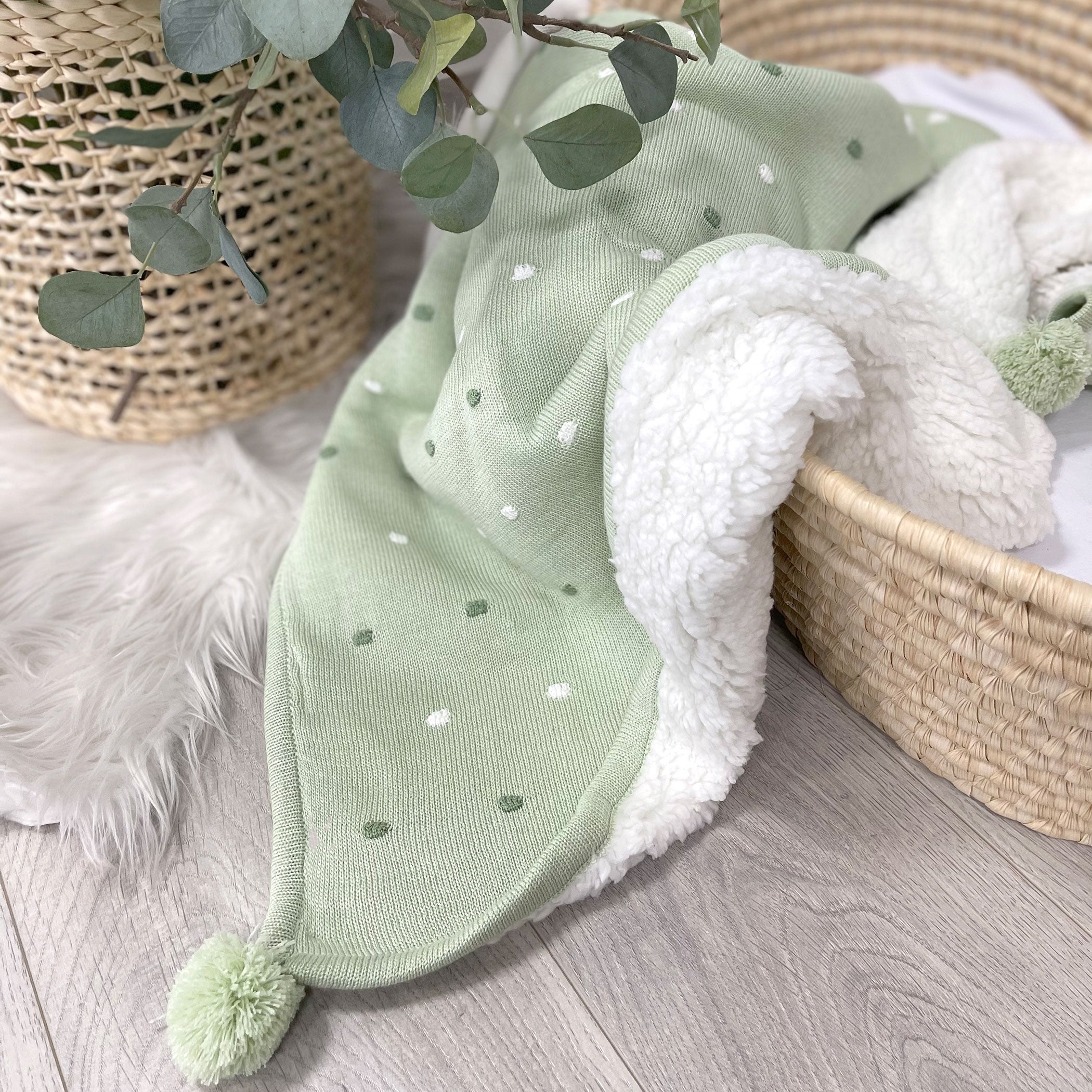 Soft & Cozy Confetti Cotton Knit Blanket - Olive Green for Bed, Sofa & Nursery - Perfect for Gifts, Home Decor & Relaxation