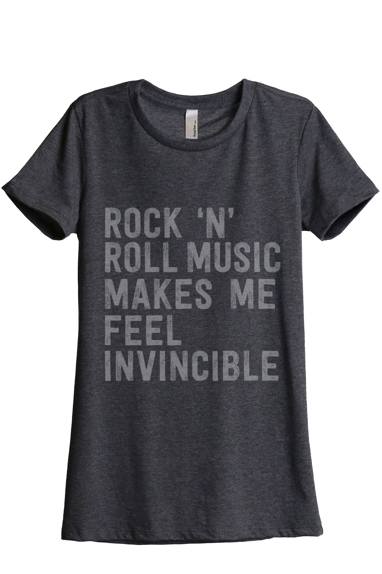 Rock N Roll Music Women's Relaxed T-Shirt - Soft Vintage Band Tee in Charcoal Grey | Casual Wear, Concert Outfit & Music Festival Fashion