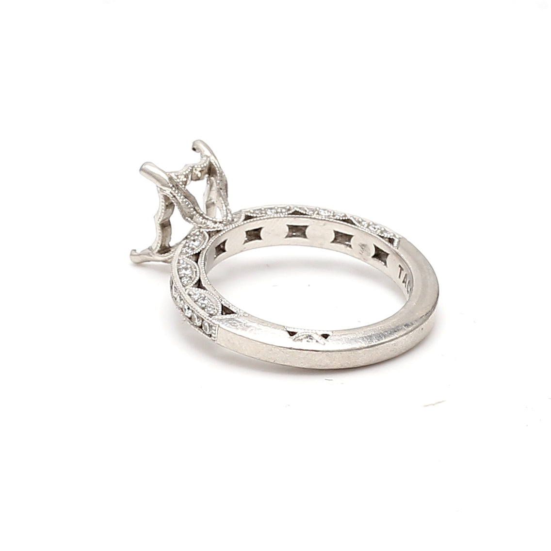 0.78 Carat Round Brilliant G VS1 Diamond Platinum Semi Mount Ring - Elegant Engagement & Wedding Ring Setting for Brides