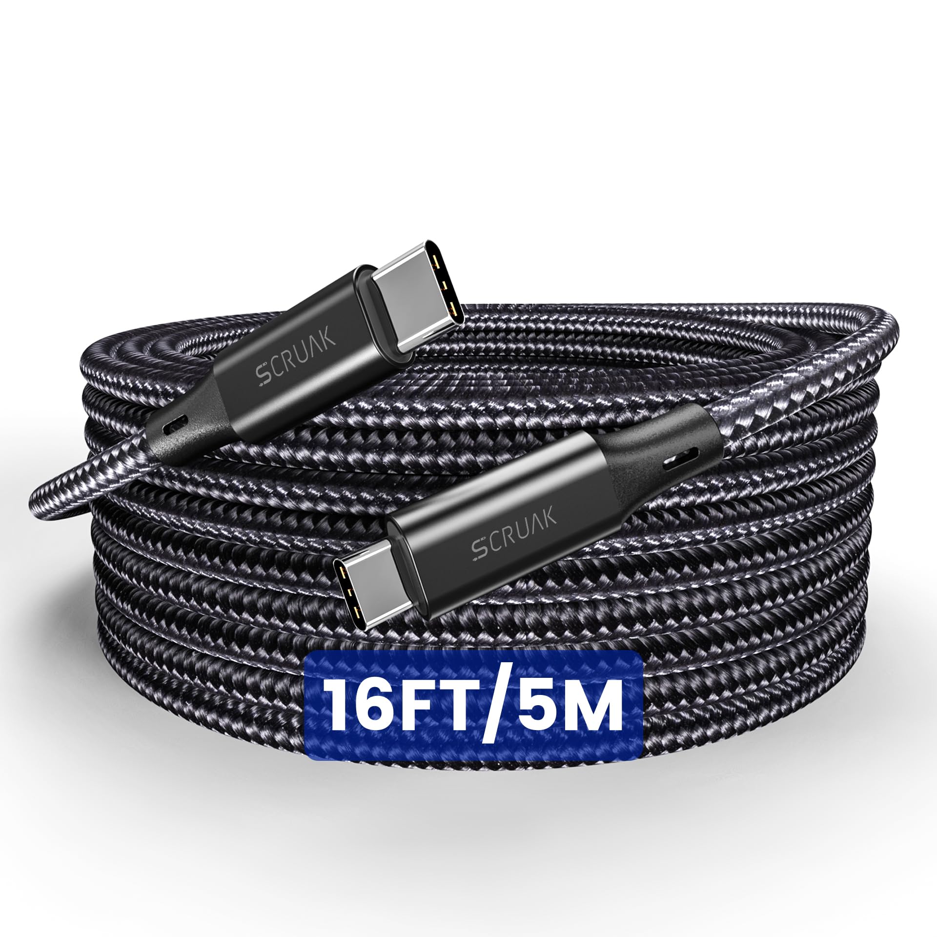 16FT Extra Long USB C to C Fast Charging Cable - Nylon Braided iPhone 16/15 Charger Cord Compatible with iPhone 16/15 Plus/Pro/Pro Max, iPad Pro/Air/Mini 6 - Perfect for Home, Office & Car Charging