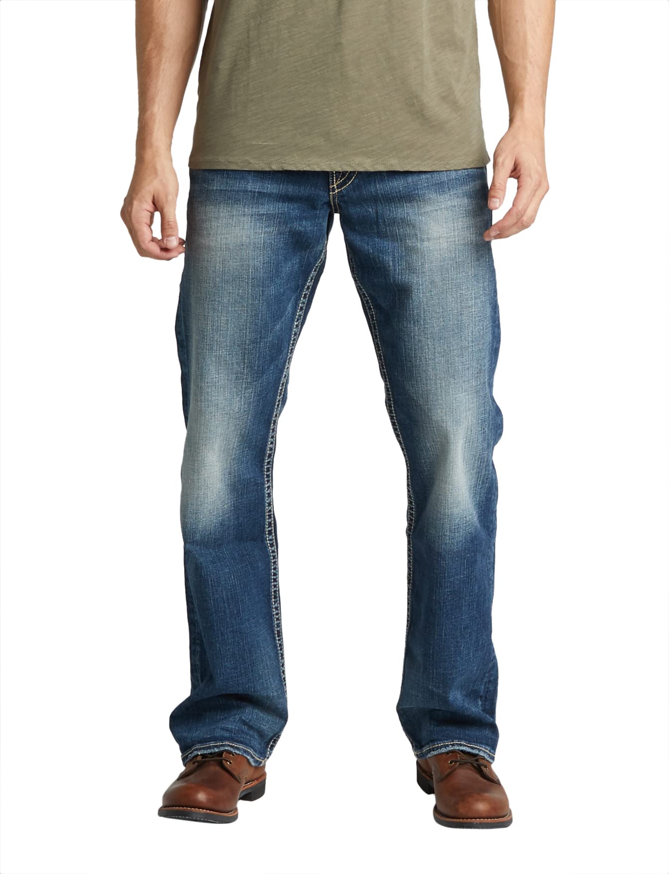 Silver Jeans Co. Men's Zac Relaxed Fit Straight Leg Jeans - Comfortable Casual Denim Pants for Everyday Wear & Work | Perfect for Office, Weekend Outings & Travel