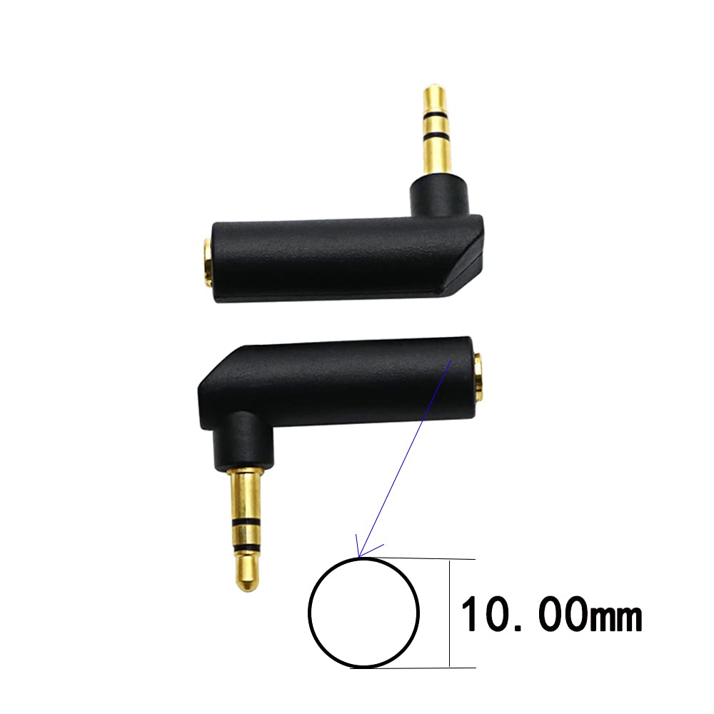 3.5mm Right Angle Male to Female Audio Adapter - Gold Plated TRS Stereo AUX Connector (2 Pack) - Compatible with Headphones, Tablets, MP3 Players & Speakers - Perfect for Tight Spaces & Cable Management