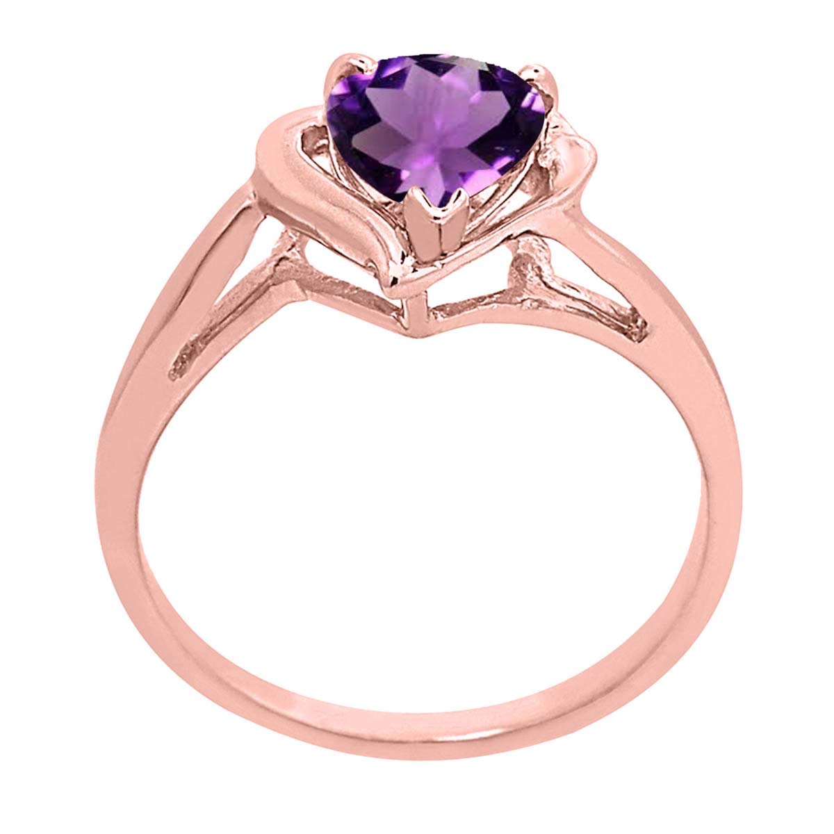 MauliJewels 10K Rose Gold Heart Shaped Amethyst and Diamond Ring for Women - 0.85 Carat Prong Set Engagement Ring, Anniversary Gift, Valentine's Day Present