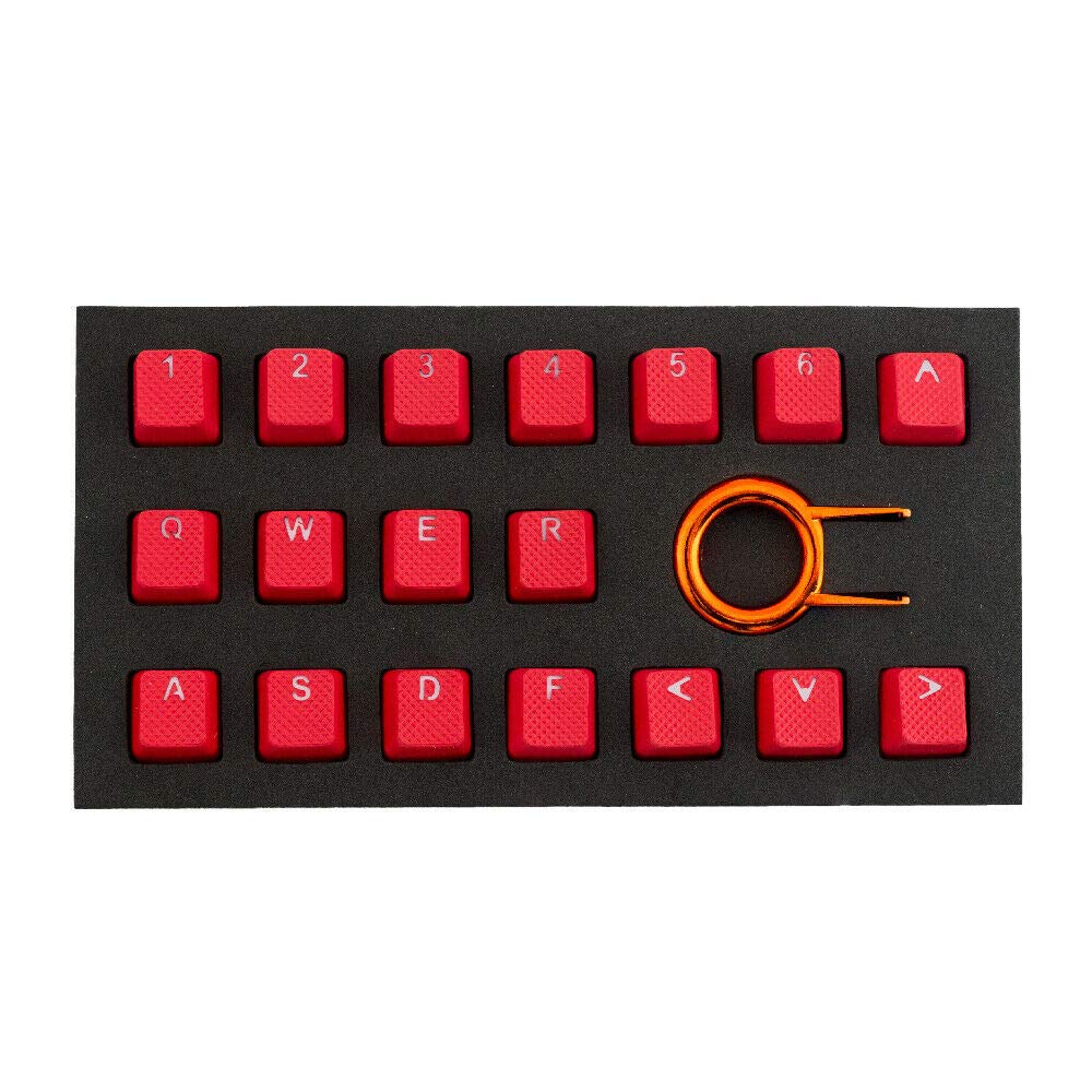 RGB Backlit Rubber Gaming Keycaps Set for Cherry MX Mechanical Keyboards - OEM Profile with Keycap Puller (Red) - Perfect for FPS, MOBA Gaming & Typing in Low Light
