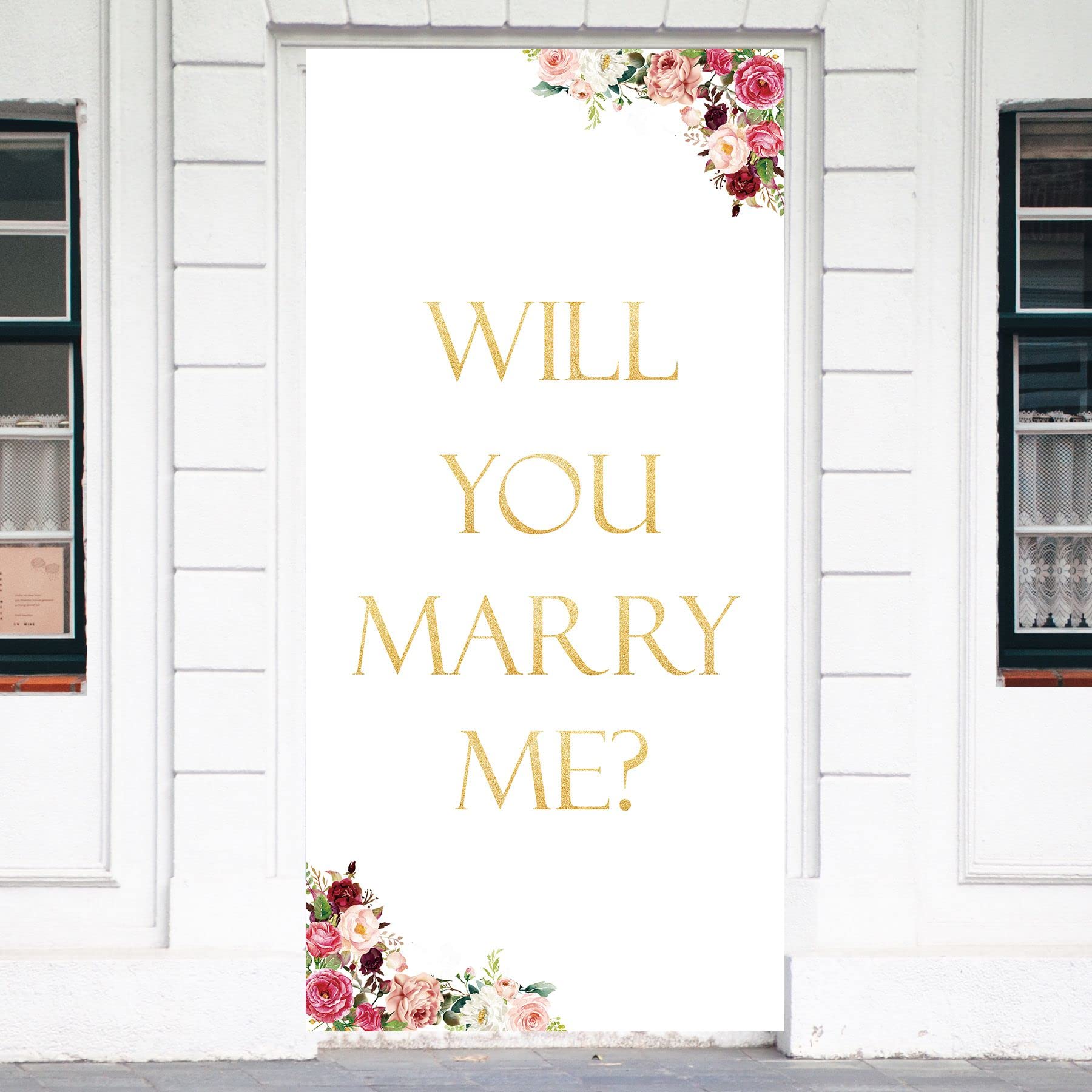 Will You Marry Me Door Banner - Wedding Proposal Decor, Bridal Shower Party Door Sign, Engagement Photo Booth Backdrop - Perfect for Wedding Decorations, Bridal Showers & Proposal Surprises