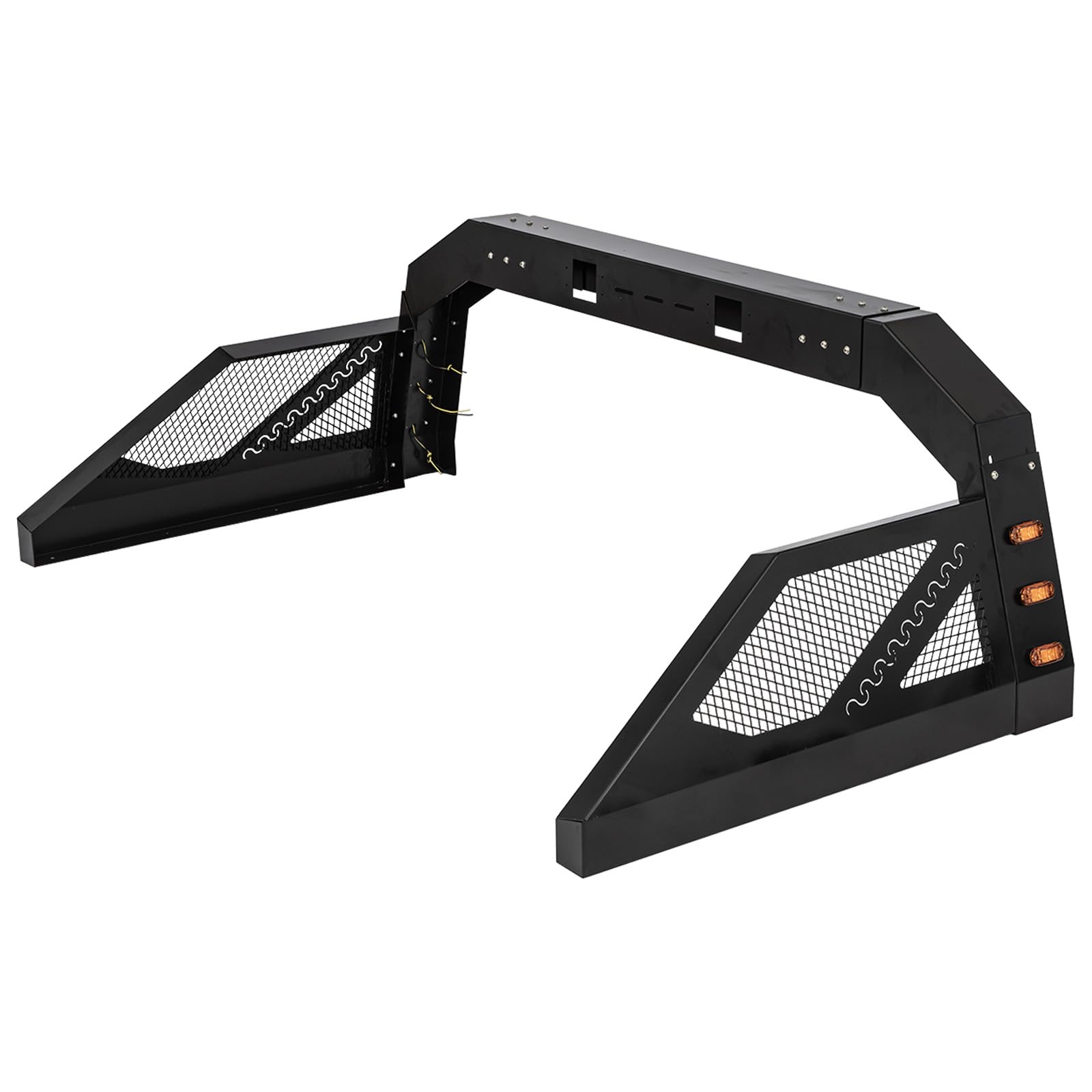 Universal Adjustable Truck Roll Bar Chase Rack with 6 Amber Auxiliary Side Marker Lamps - Perfect for Pickup Trucks, Off-Roading & Work Site Safety Lighting