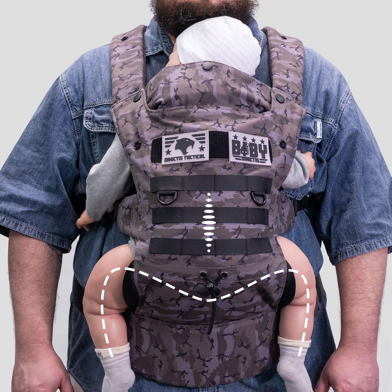 Ergonomic Baby Carrier for Infants & Toddlers (8-33 lbs) - Lightweight Military-Grade Design with Lumbar Support for Parents - Black Camo - Perfect for Hiking, Travel & Everyday Use