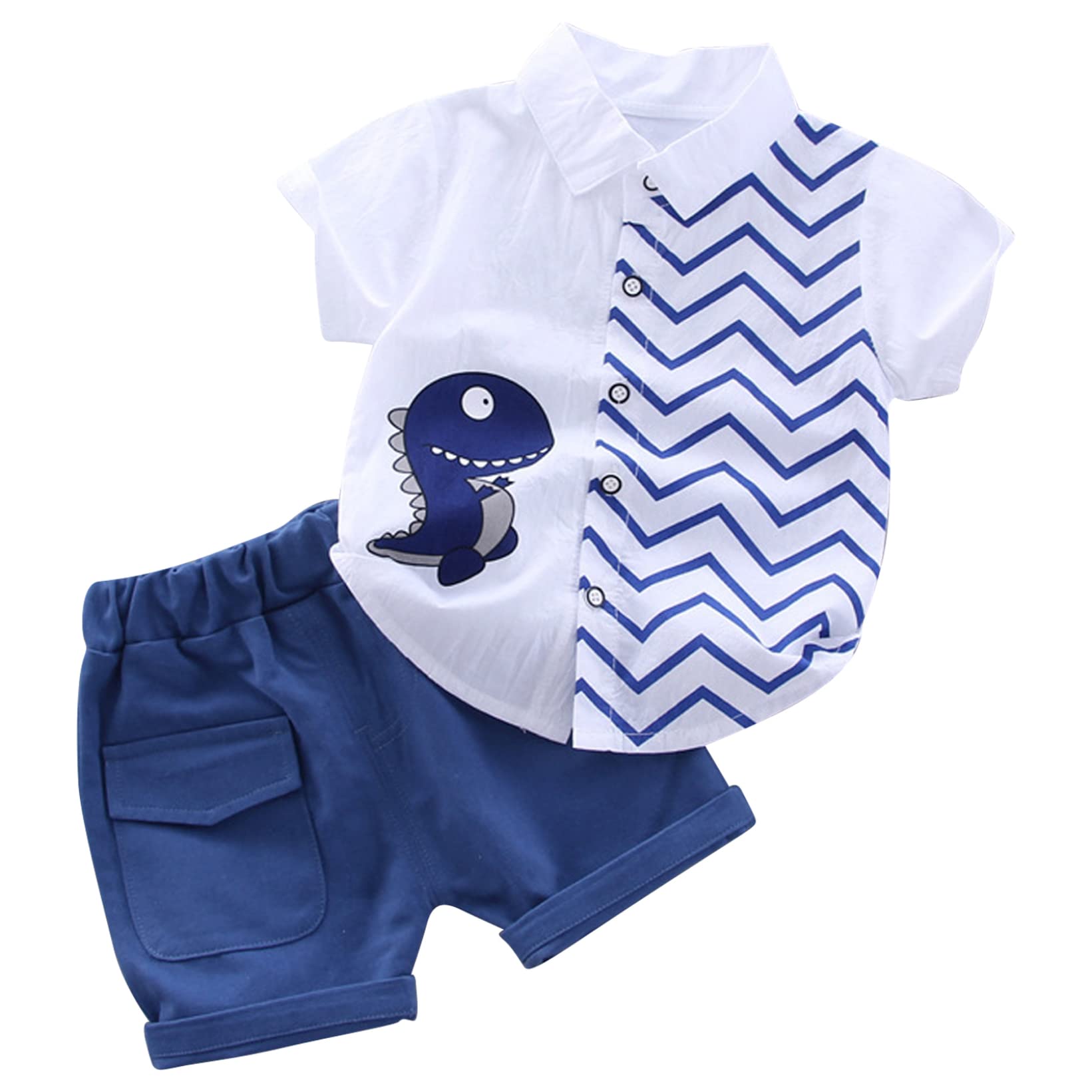 **Aiihoo Baby Boys Summer Clothes Set - Dinosaur Print Short Sleeve Shirt & Shorts Outfit for Toddlers - Perfect for Playtime, Daycare & Outdoor Adventures**