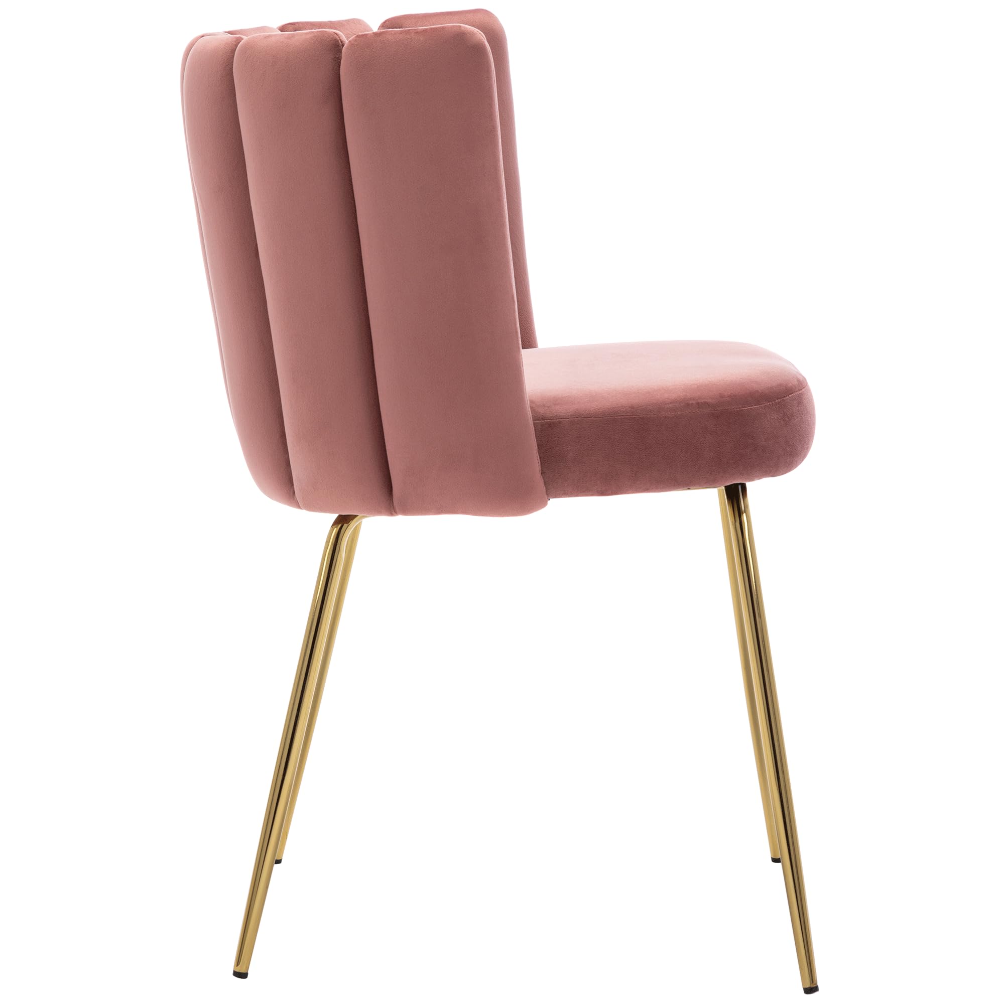 Set of 4 Modern Velvet Upholstered Barrel Dining Chairs with Gold Metal Legs - Pink Accent Chairs for Home, Kitchen, Living Room & Restaurant | Perfect for Dining Sets, Breakfast Nooks & Bistro Decor