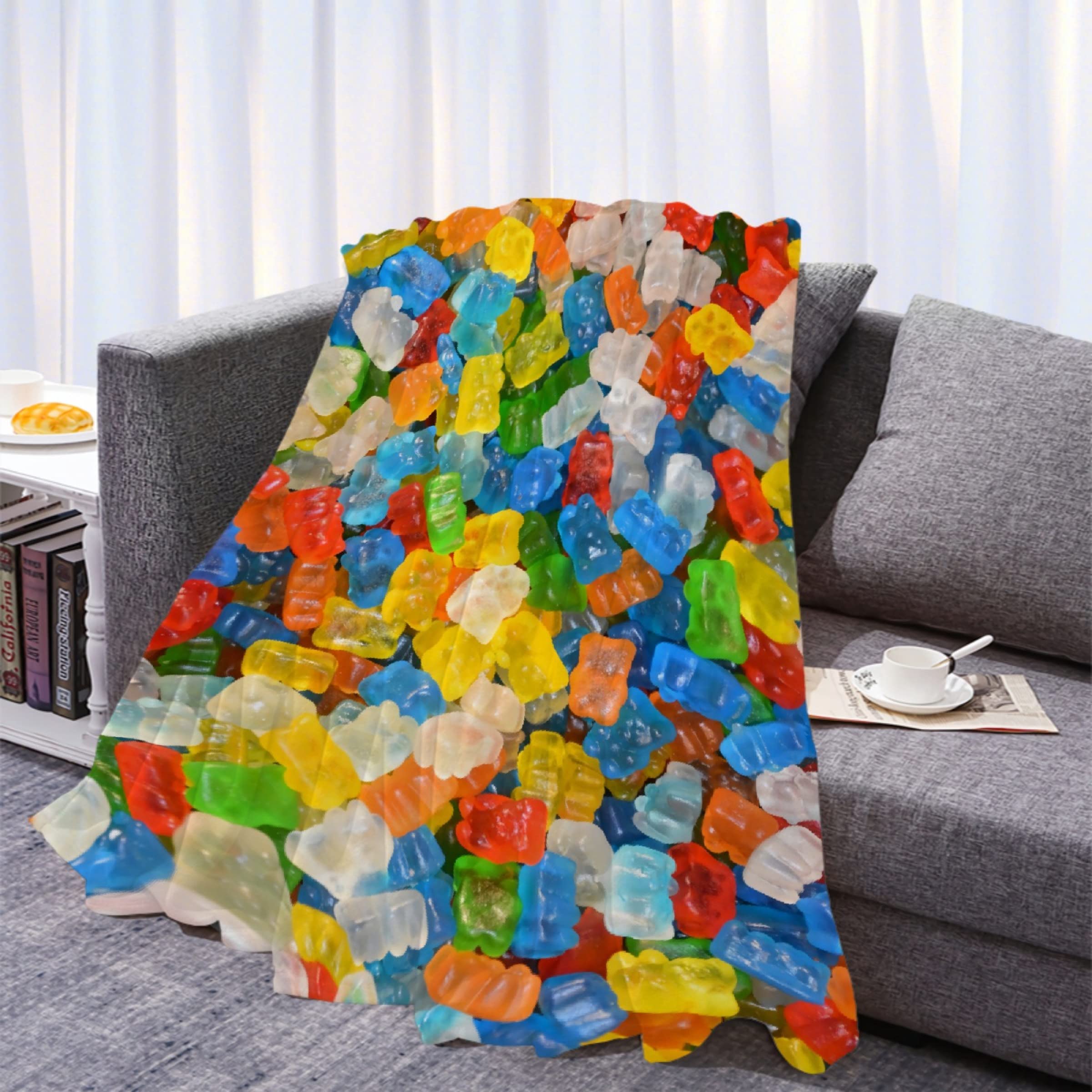 Ultra Soft Plush Flannel Gumdrops Candy Throw Blanket - 90
