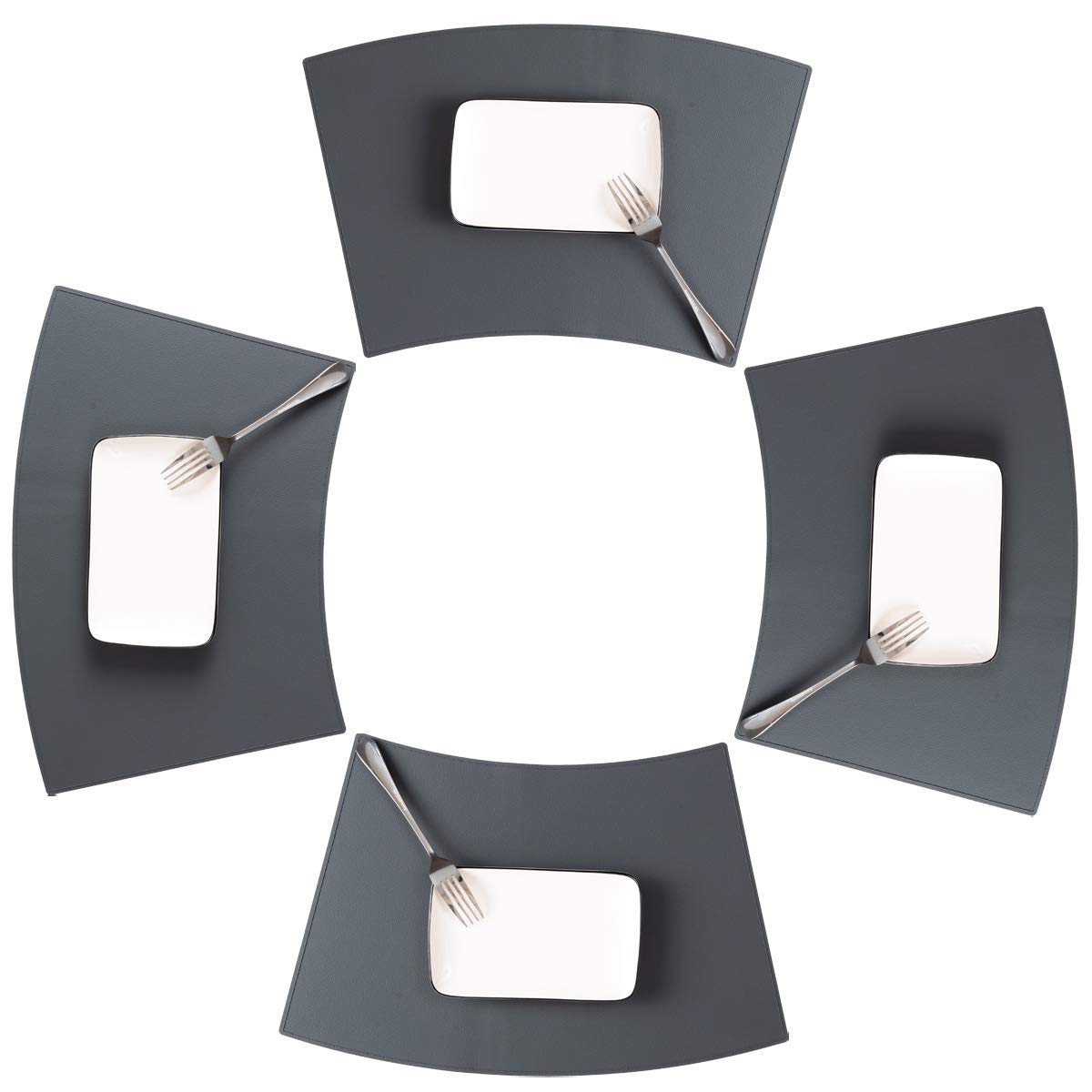 IYYI 4-Pack Round Silicone Placemats - Heat Resistant, Waterproof, Non-Slip Kitchen Table Mats for Dining & Decor (Dark Gray Wedge Design) - Perfect for Daily Meals, Parties, and Home Decor