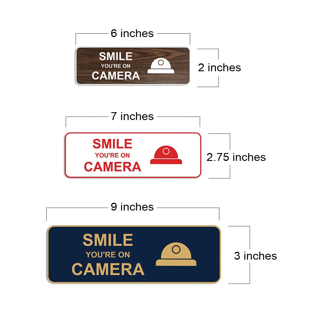 Standard 'Smile You're On Camera' Sign (Ivory/Dark Brown) - Medium Security Warning Sign for Home, Office & Business Surveillance Areas