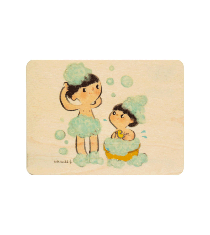 WOODHI Lu Yu Ling Bubble Bath Mini Wooden Card - Handmade Wooden Gift for Spa, Bath, Relaxation - Perfect for Home Decor, Aromatherapy & Self-Care Gifts