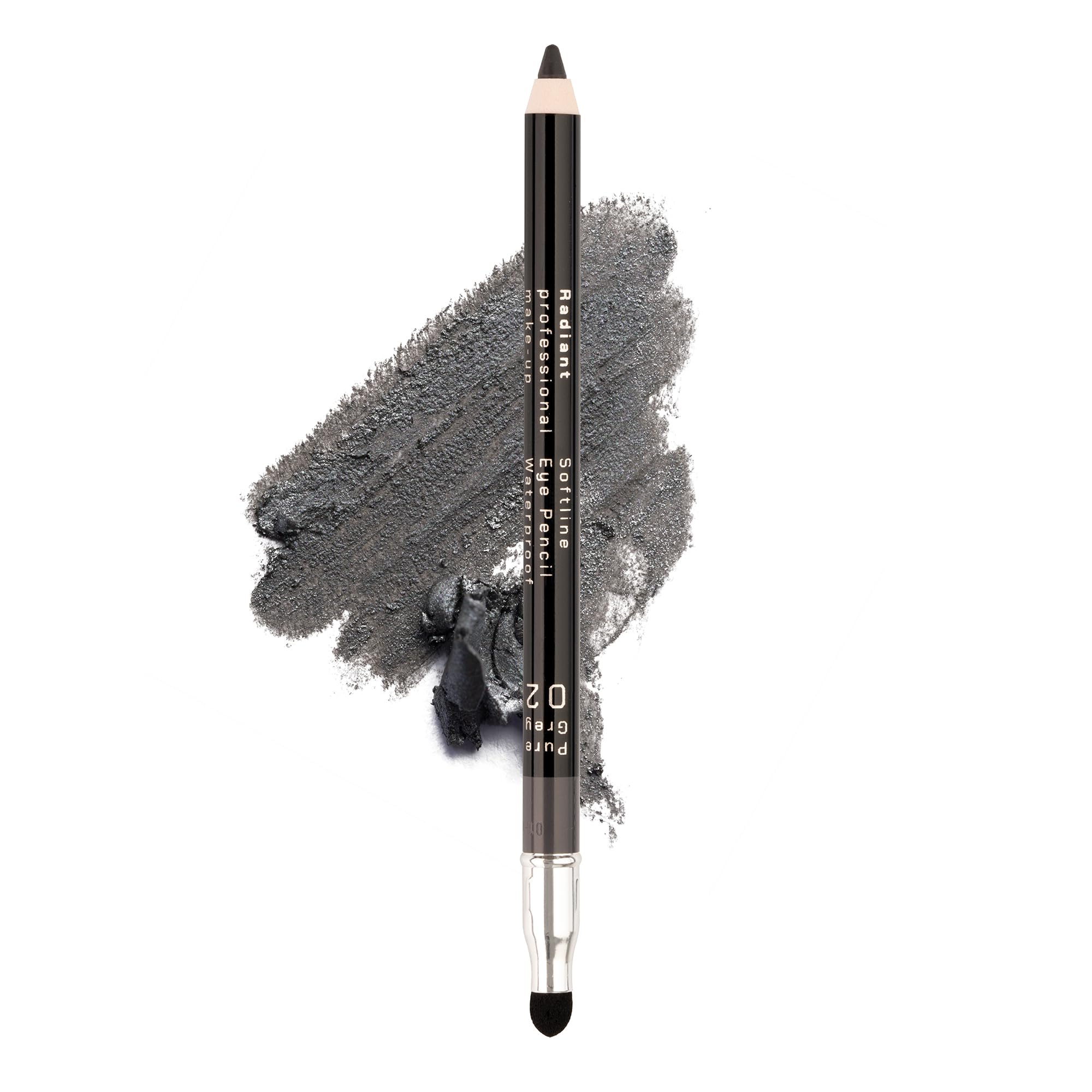 Radiant Professional Waterproof Eyeliner Pencil - Smudge Proof Long Lasting Eye Liner for Women - Pure Grey (02) - Perfect for Smoky Eyes & Waterline Makeup - Great for Daily Use, Parties & Special Occasions