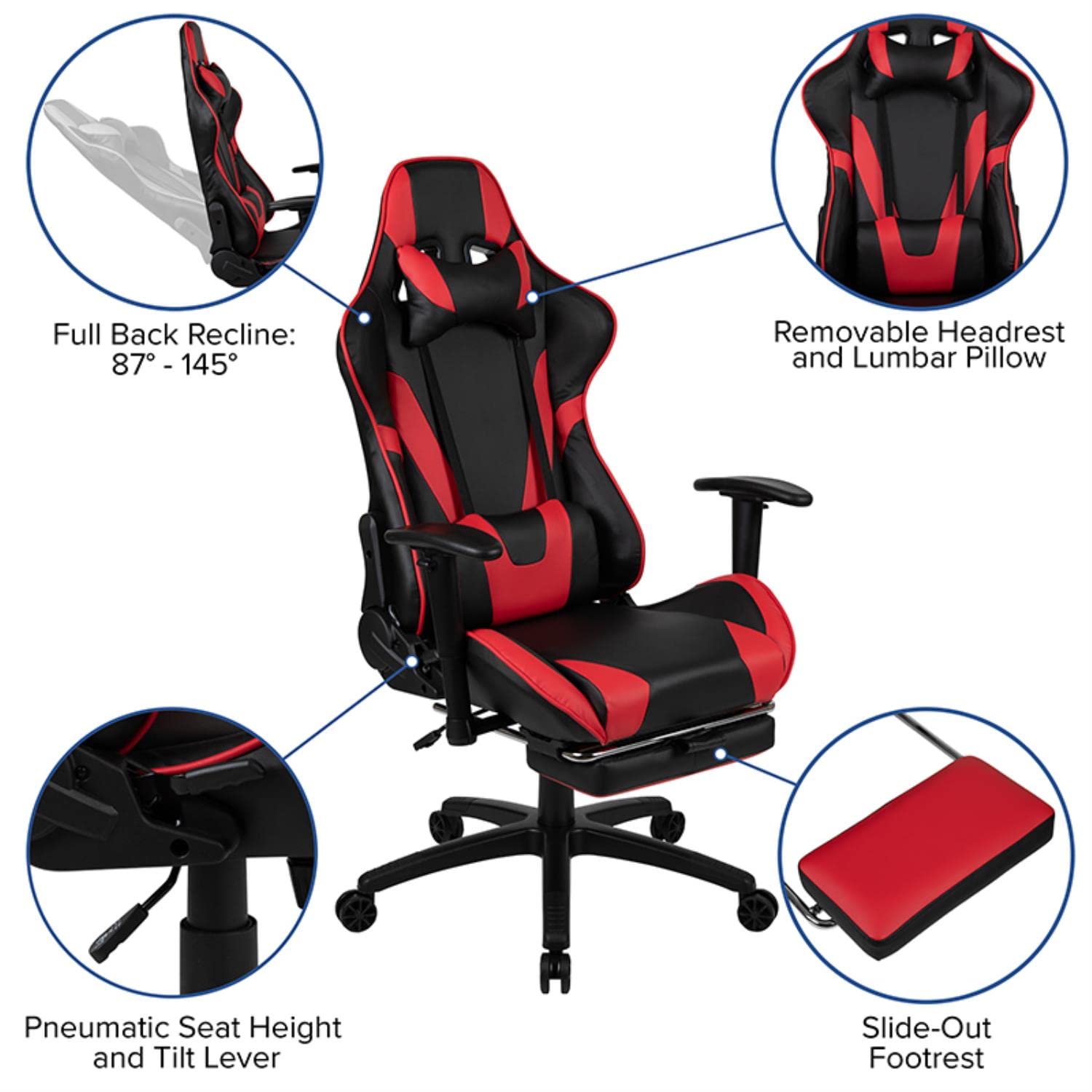 Flash Furniture Black Gaming Desk & Red/Black Reclining Gaming Chair Set with Cup Holder, Headphone Hook & Monitor Stand - Perfect for Esports, Streaming & Home Office Setup