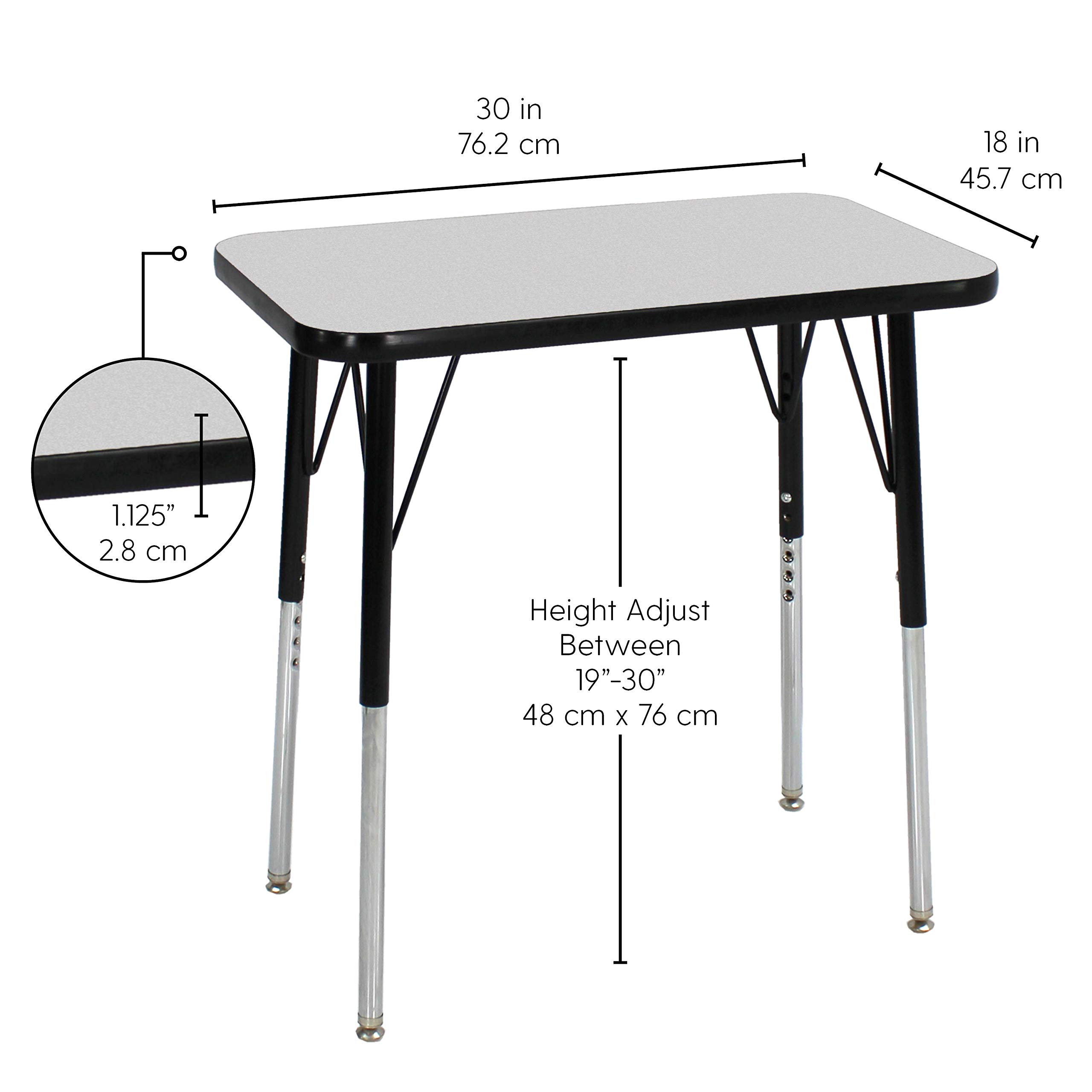 Factory Direct Partners 12861-GYBK Activity Table - Gray/Black Kids Play Table for Arts, Crafts & Learning - Perfect for Daycare, Preschool & Home Playrooms