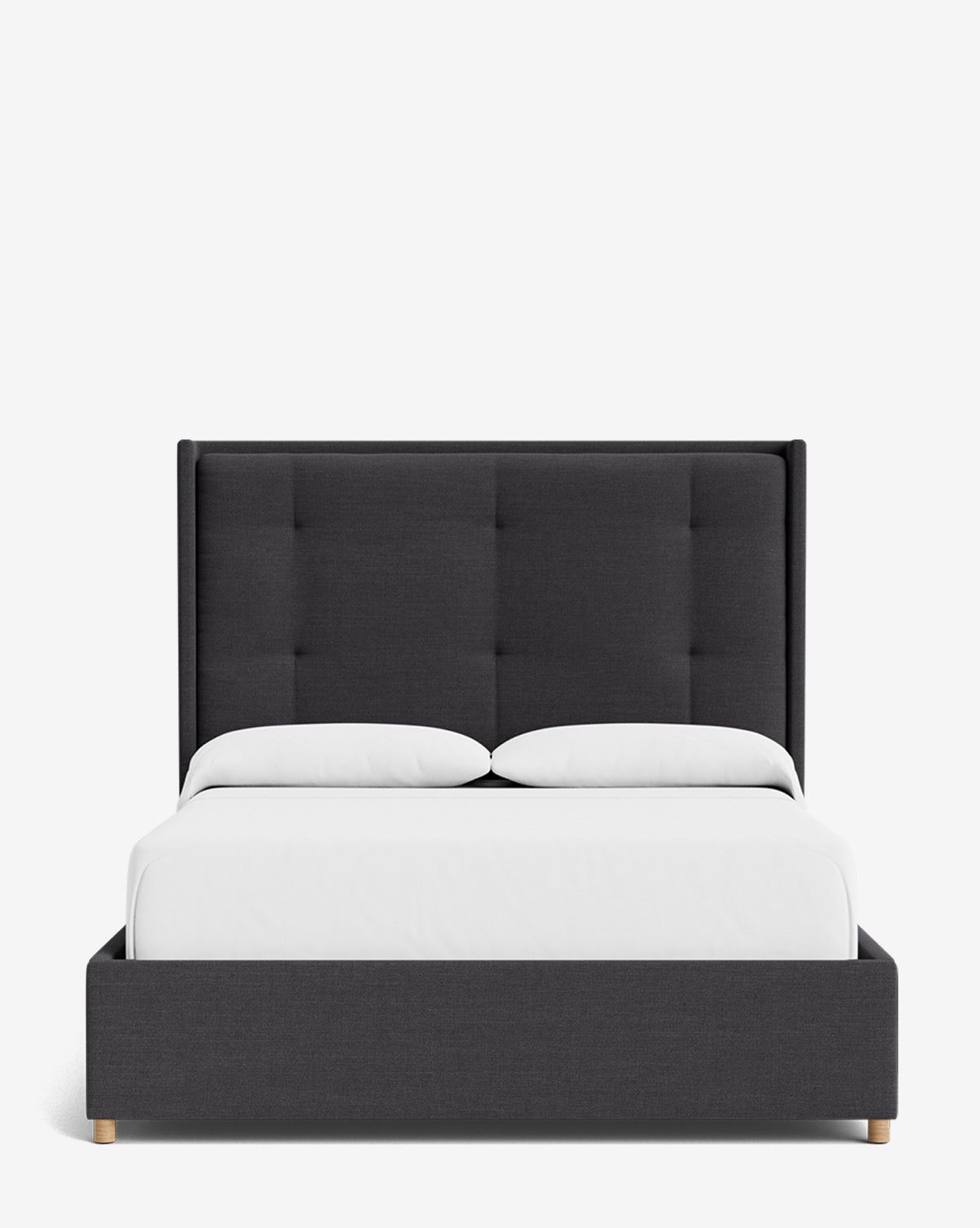 Luxury Ria Upholstered Bed Frame - Queen Size Platform Bed with Soft Fabric Headboard - Modern Bedroom Furniture for Master & Guest Rooms