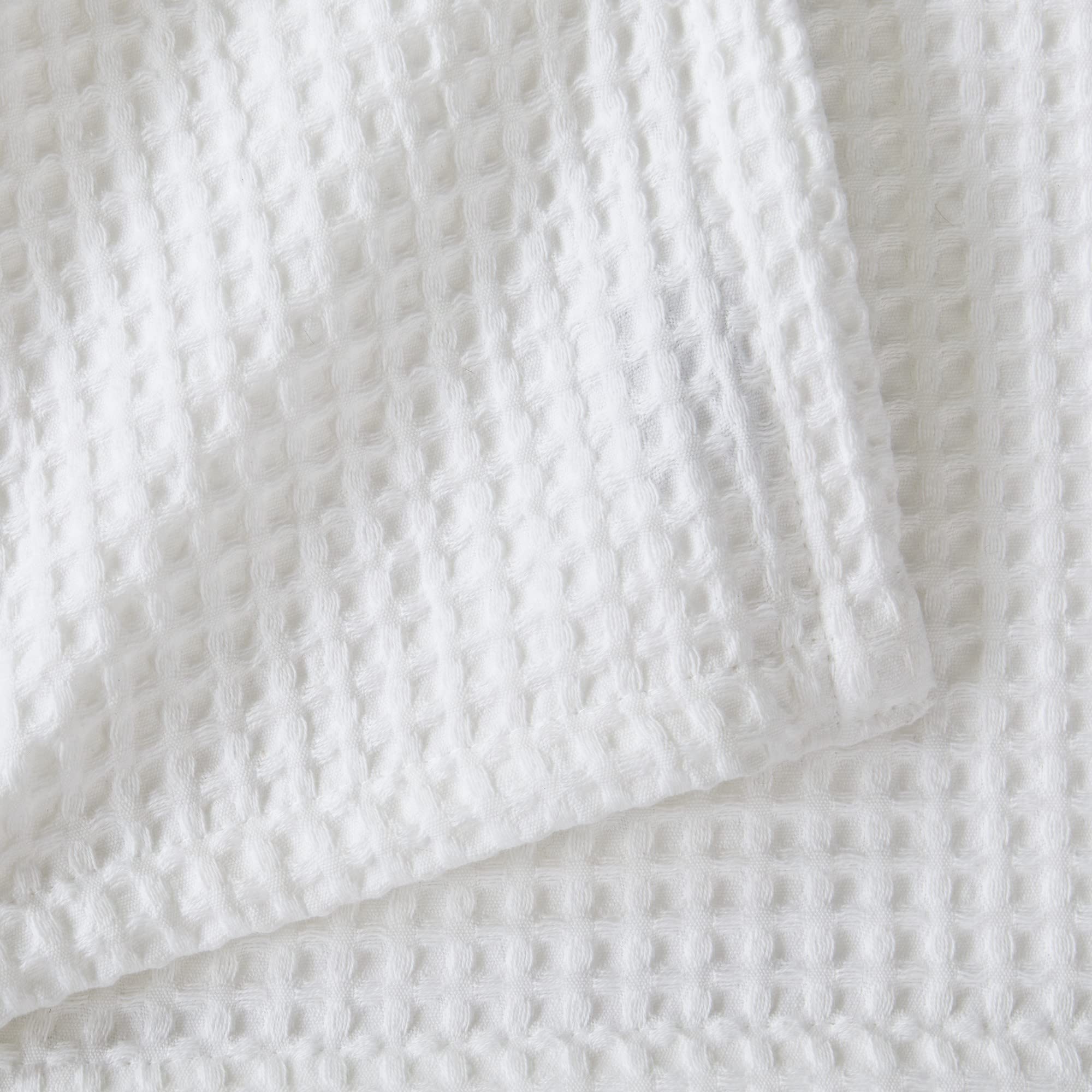 100% Cotton Waffle Weave Blanket - Ultra Soft & Breathable All-Season Bedding | King Size White Thermal Blanket for Layering | Brielle Collection | Perfect for Bedroom, Guest Room & Cozy Home Decor