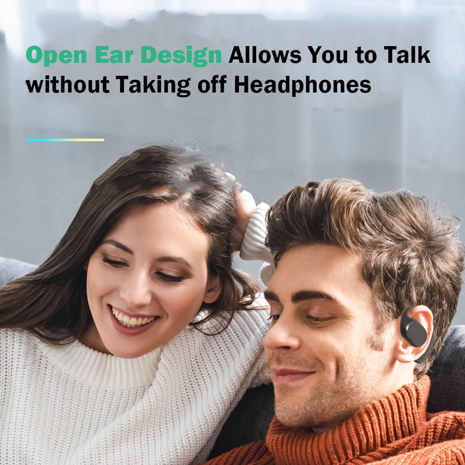 **Wireless Open Ear Bone Conduction Headphones – Bluetooth 5.0, Comfortable Earhooks, Sweatproof for Running, Cycling & Workouts**