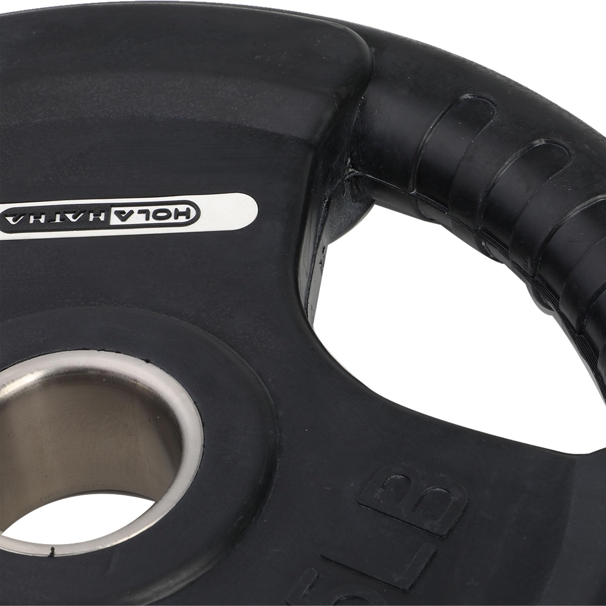 HolaHatha 35-Pound Olympic Rubber Coated Solid Cast Iron Weight Plate with Tri-Grip Handle - Full Body Strength Training for Home Gym, CrossFit & Weightlifting - Durable Black Fitness Equipment