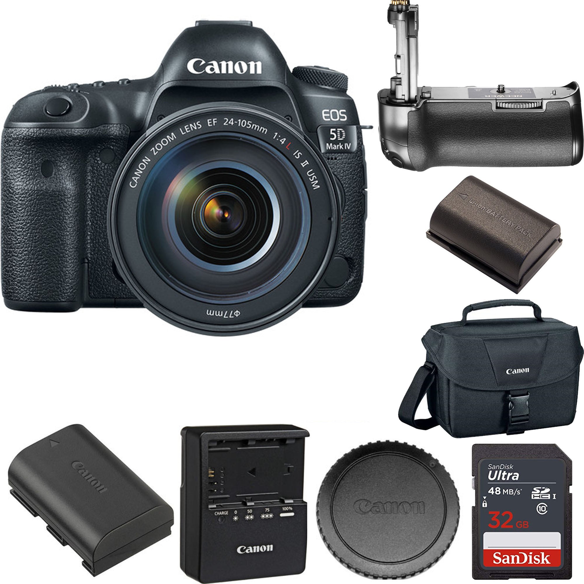 Canon EOS 5D Mark IV 30.4MP Full Frame DSLR Camera with EF 24-105mm f/4L IS II USM Lens - Professional Photography Kit with Battery Grip & Accessories - Perfect for Wedding, Portrait, and Landscape Photography