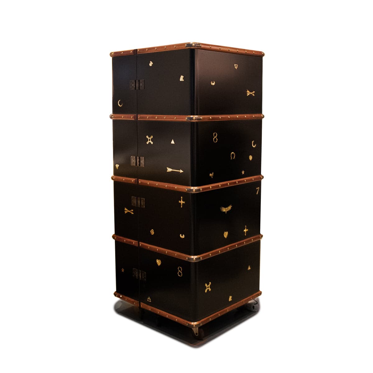 FoundRae Trunk - Stylish Black Leather Travel Trunk for Women | Perfect for Airplane Carry-On, Weekend Getaways & Luxury Storage