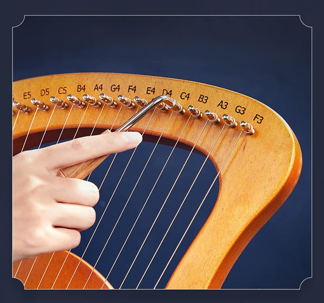 24 Strings Lyre Harp with Tuning Wrench - Portable Wooden Harp Instrument with Carrying Bag & Extra Metal Strings | Perfect for Beginners, Music Therapy, Celtic Performances & Home Decor