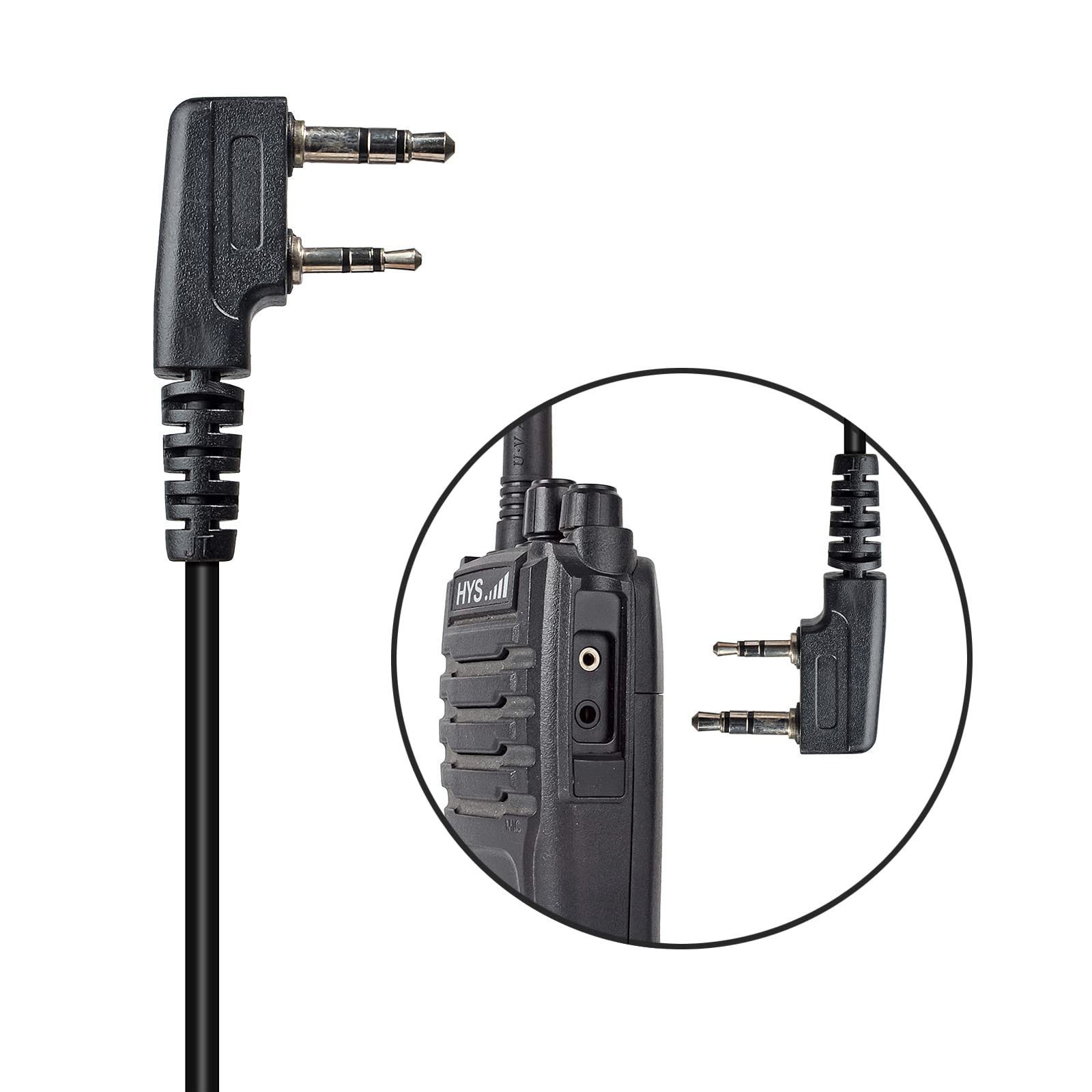 HYS 2-Way Radio Earpiece Headset with PTT & Mic - Compatible with Retevis Baofeng UV5R Kenwood TK250 Walkie Talkie - Secure & Comfortable Acoustic Tube Design for Outdoor Adventures, Construction Sites & Security Work