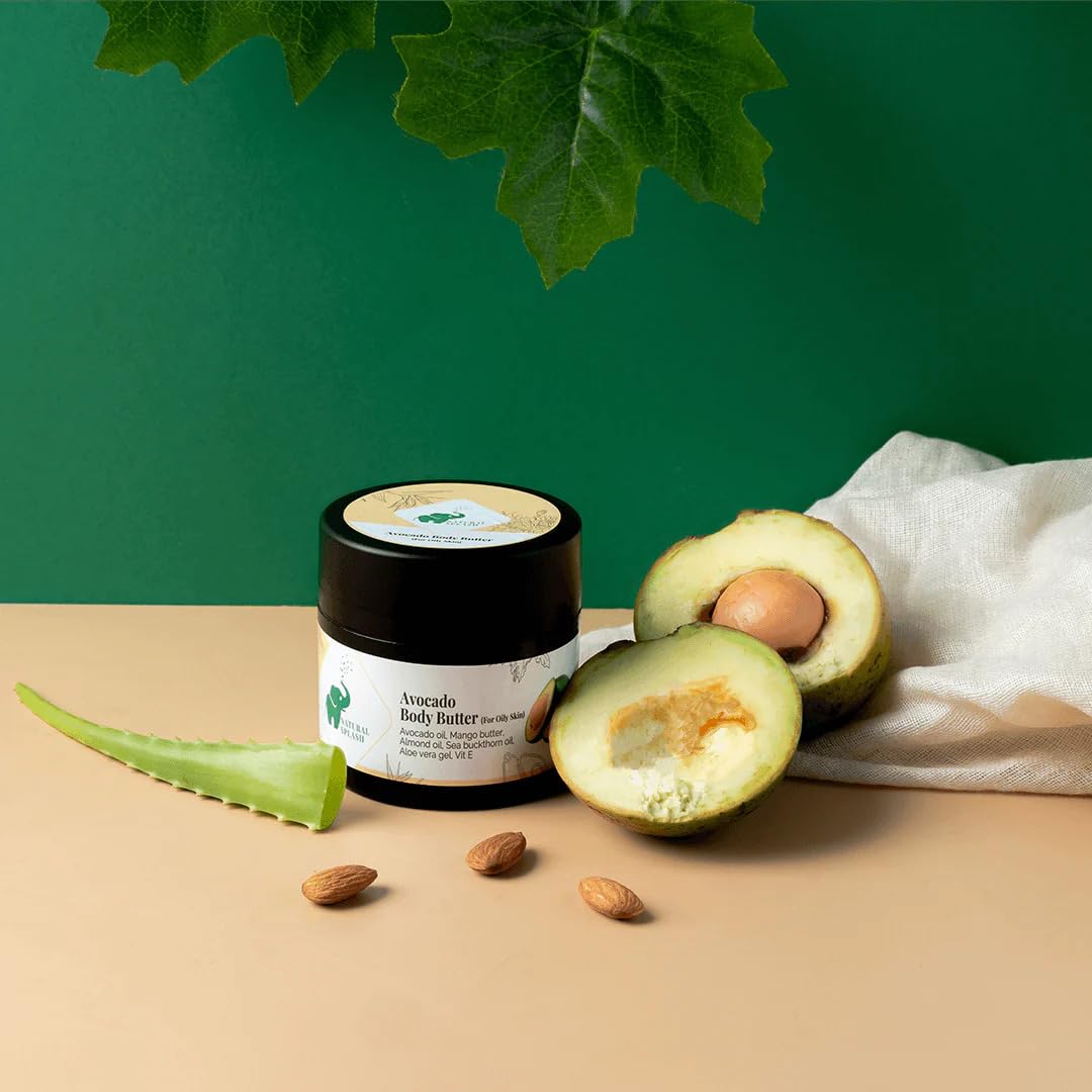 Natural Splash Avocado Body Butter with Sea Butter - Ultra-Rich Moisturizer for Dry Skin | Infused with Avocado Oil & Vitamin E | 100g | Deep Hydration for Hands, Feet & Elbows | Perfect for Daily Skincare Routine