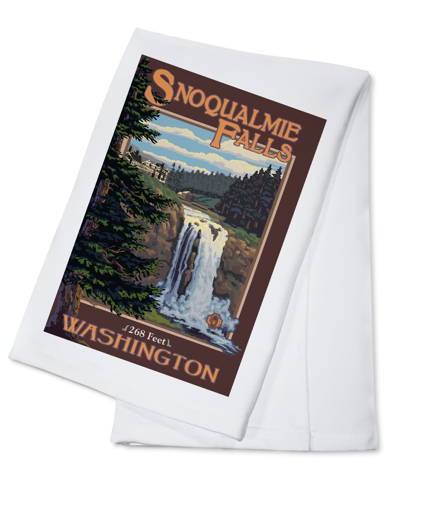 100% Cotton Snoqualmie Falls Washington Tea Towel - Decorative Hand Towel for Kitchen & Home - Perfect for Dish Drying, Gift Giving & Farmhouse Decor
