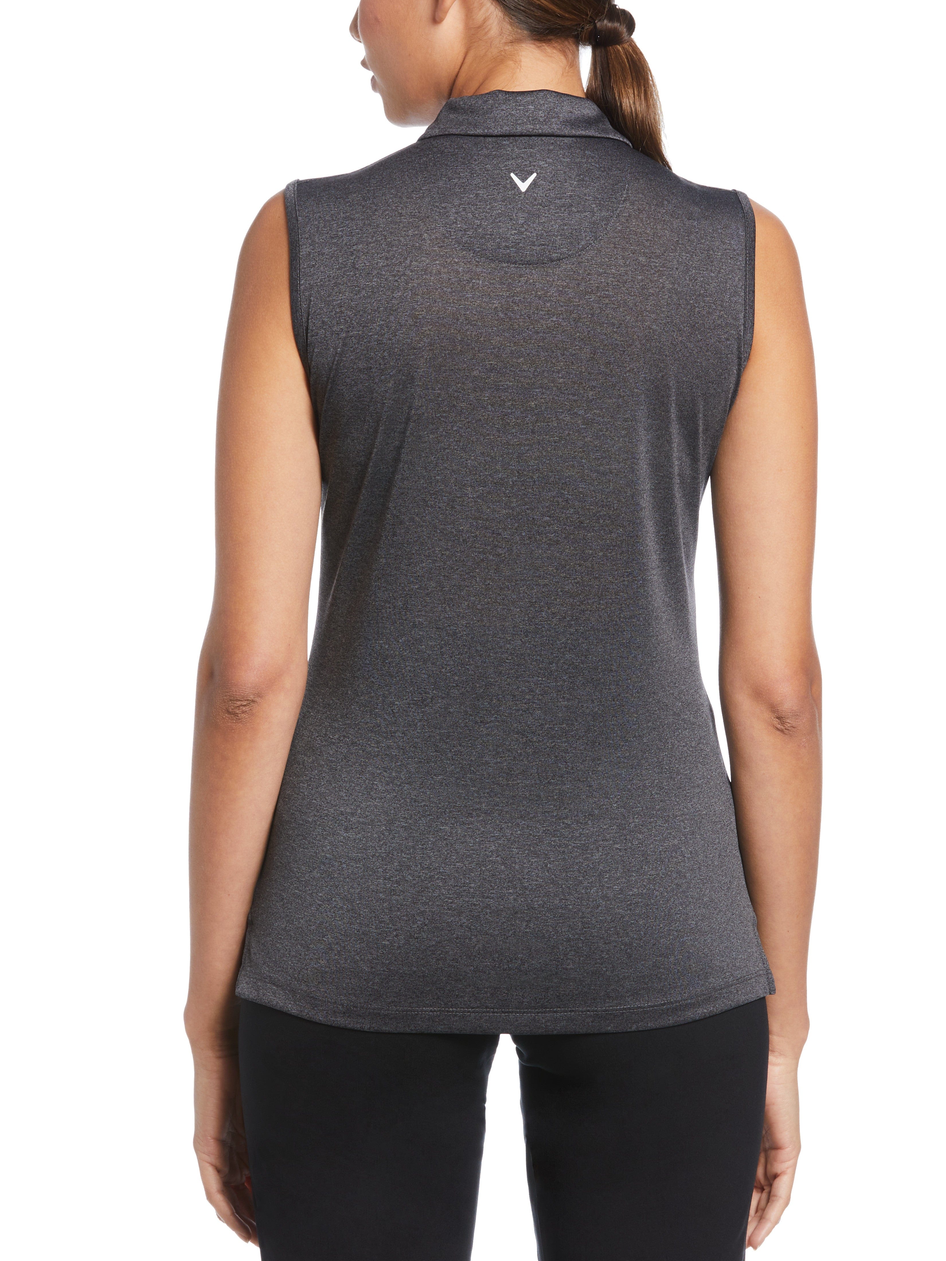 Women's 1/4 Zip Sleeveless Heather Polo Shirt - Lightweight Summer Golf & Tennis Top for Active Lifestyle