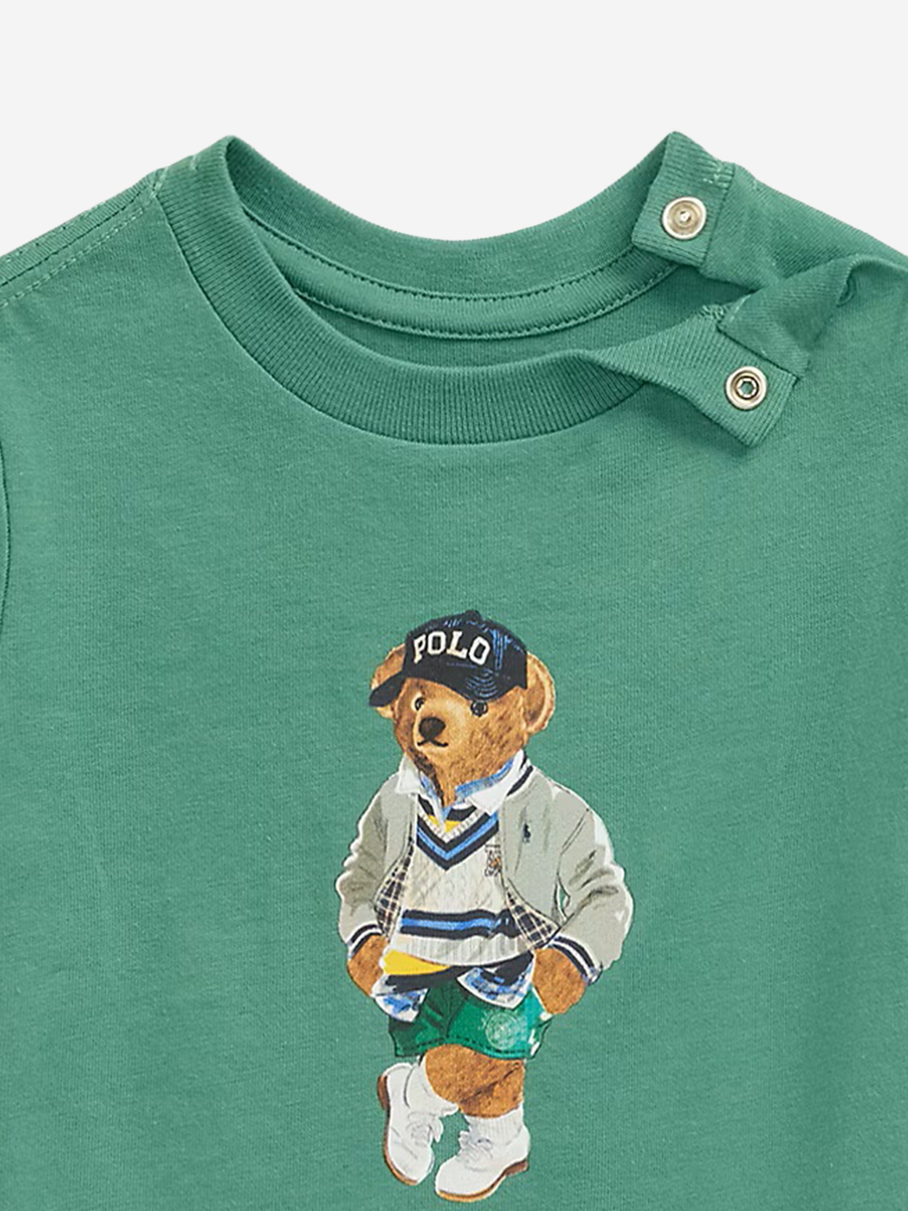 Adorable Baby Boys Polo Bear Graphic T-Shirt - Soft Green Cotton Tee for Toddlers | Perfect for Playdates, Family Outings & Photo Shoots