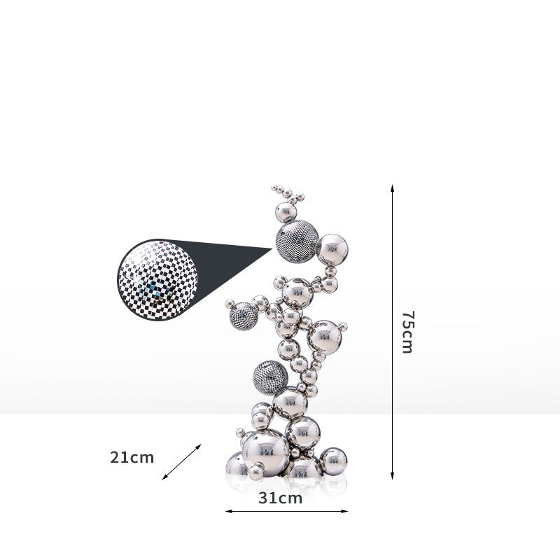 Abstract Jumbled Balls Stainless Steel Home Decor - Modern Sculpture for Living Room, Office & Garden Decoration
