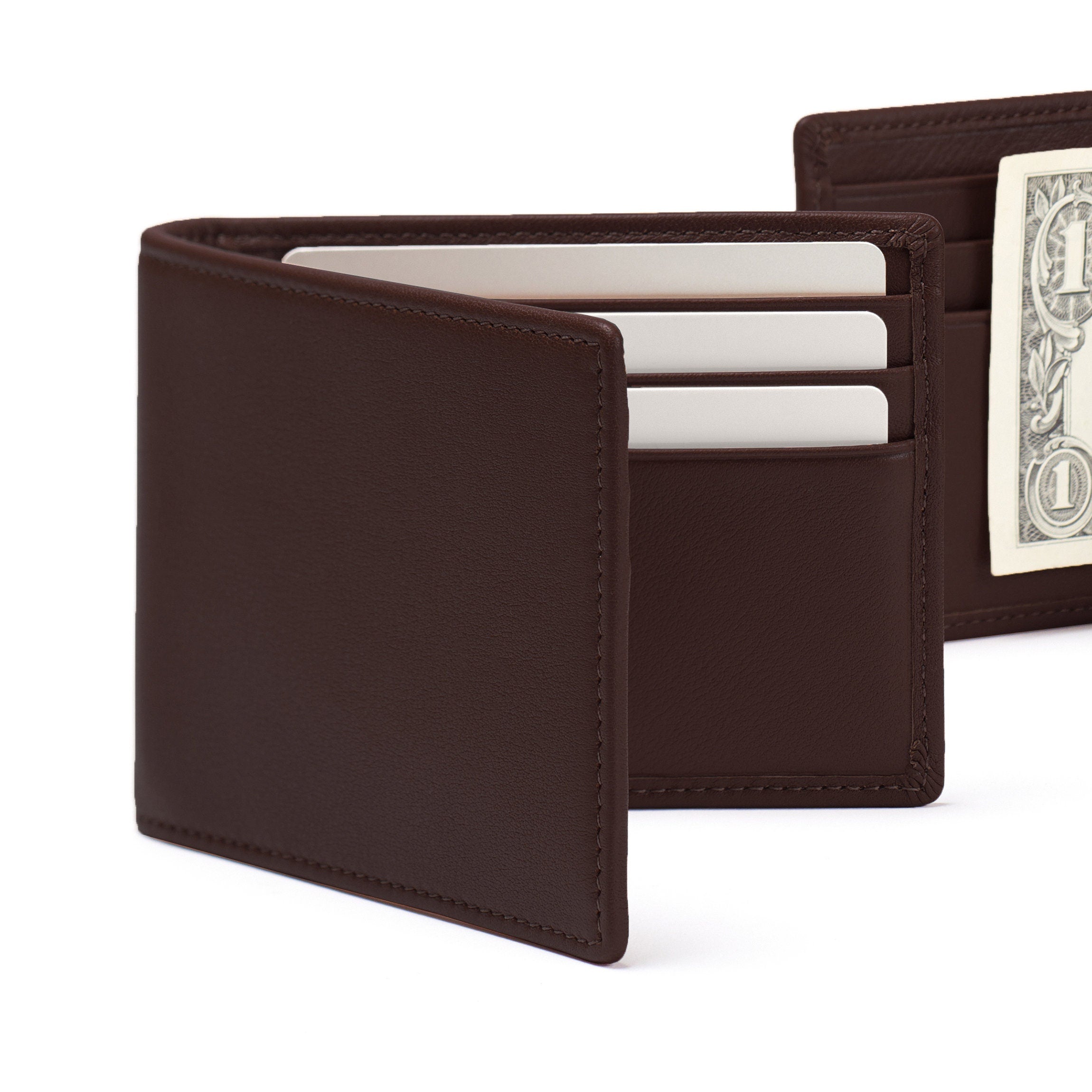 Premium Genuine Leather Bifold Wallet with Money Clip - Brown RFID Blocking Slim Wallet for Men - Perfect for Everyday Use, Travel & Business