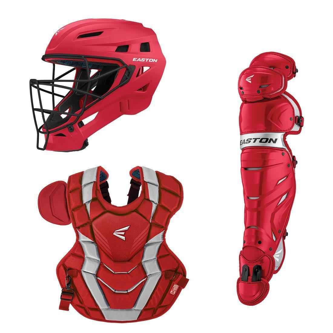Easton Elite X Catcher's Box Set - Baseball Gear for Adults, Intermediate & Youth Players (Red) - Perfect for Training, Games & Team Sports
