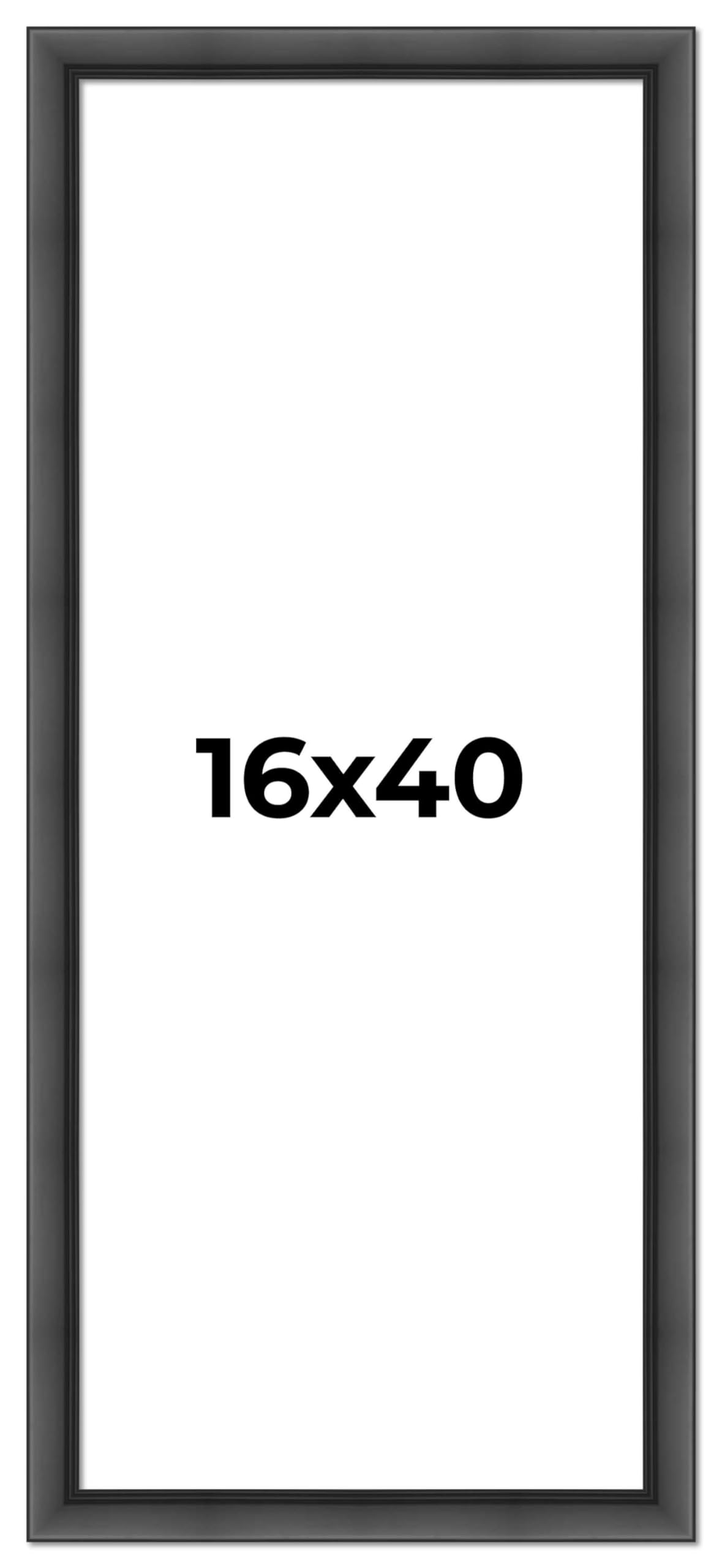 16x40 Inch Black Solid Wood Picture Frame - 1.5