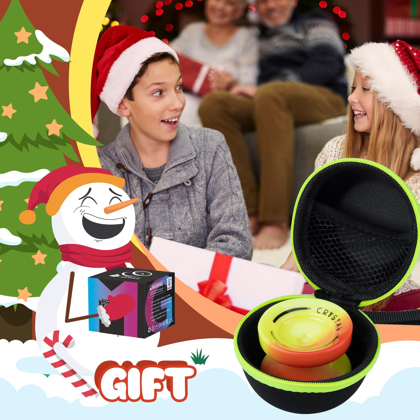 MagicYoYo K2 Professional Finger Spin Trick Yo-Yo for Kids & Adults - 2-in-1 Beginner to Advanced Yo-Yo with Durable Bearings + 12 Strings (Red/Yellow) - Perfect for Competitions, Practice & Skill Development