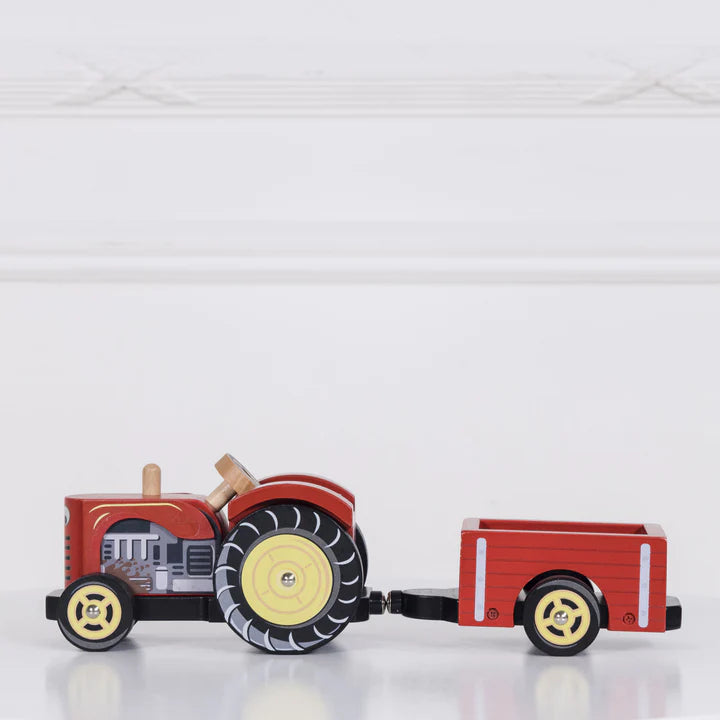 Wooden Tractor & Trailer Toy Set for Kids - Farm Vehicle Playset with Detachable Trailer - Perfect for Pretend Play, Birthday Gifts & Early Learning Development