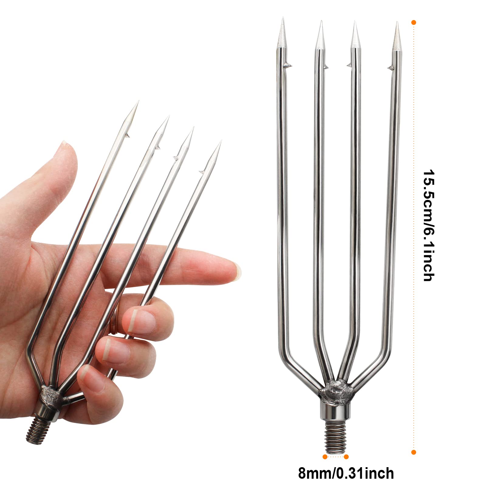 Stainless Steel Fishing Harpoon Spear with Barbed Tip & Aluminum Alloy Rod - 8mm Screw Gaff for Landing Large Fish, Frogs - Perfect for Saltwater Fishing, Spearfishing & Outdoor Adventures
