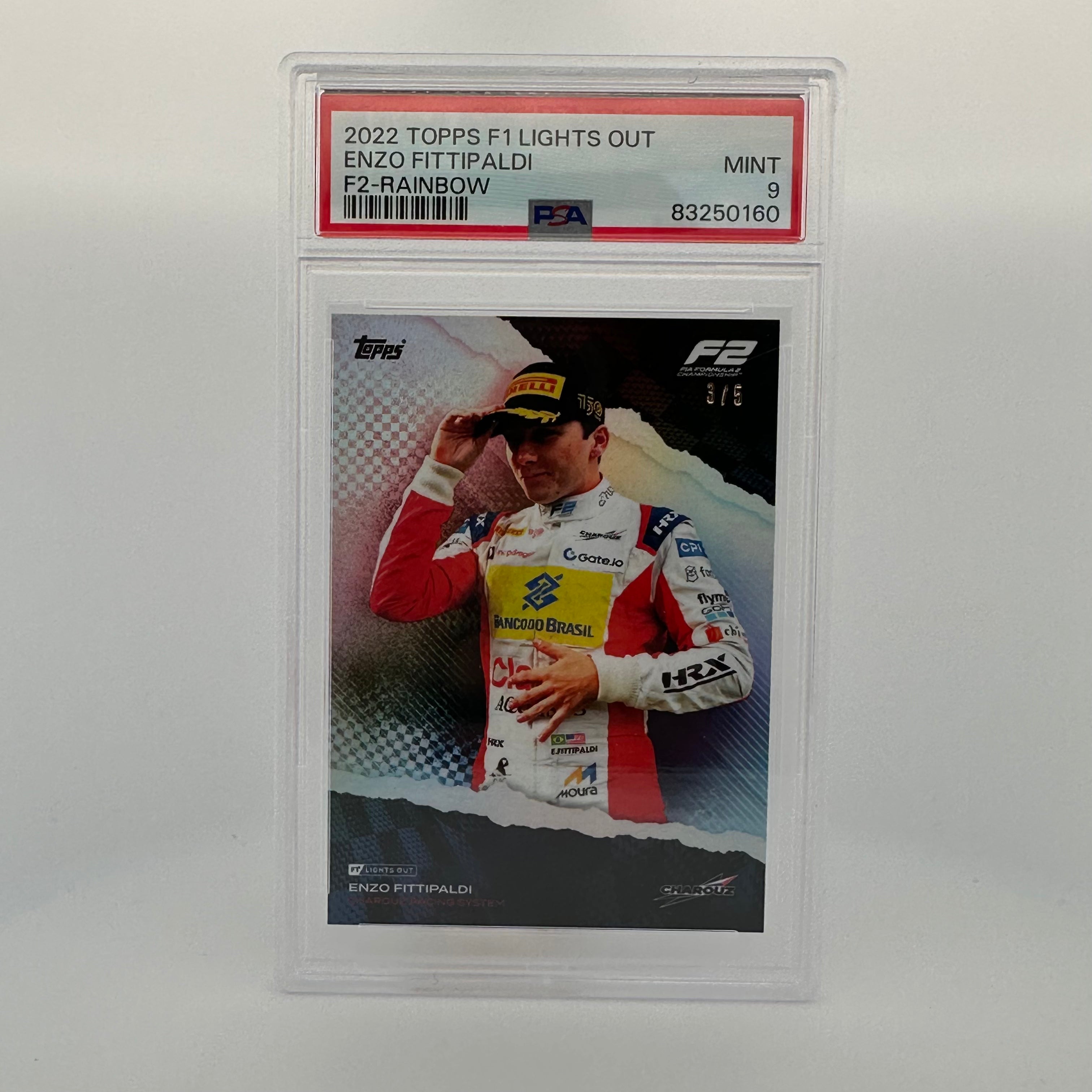 PSA 9 Enzo Fittipaldi F2 Rainbow Parallel Trading Card - Rare Collectible for Motorsport Fans & Card Investors | Perfect for Display, Trading, and Portfolio Diversification