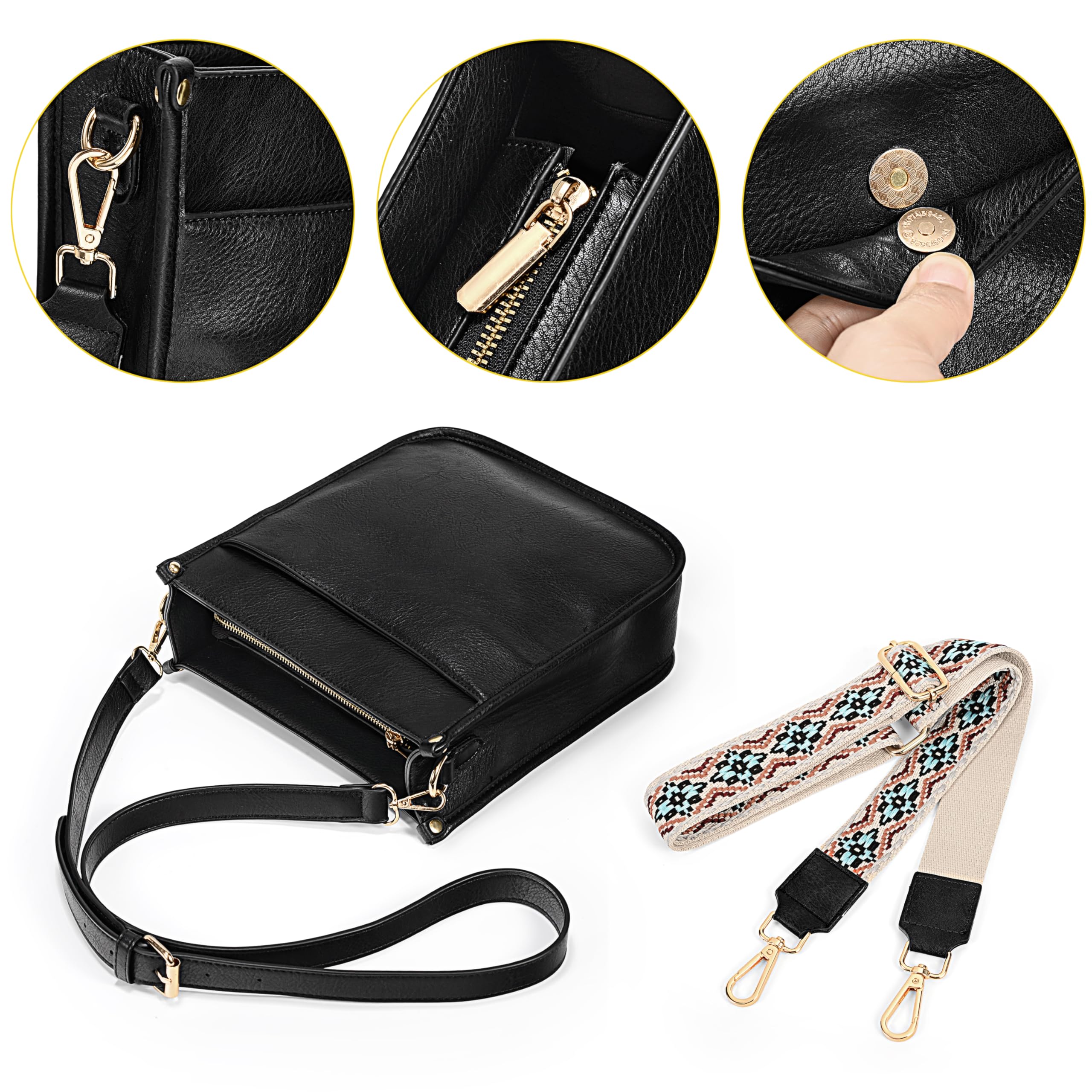 Uromee Vegan Leather Crossbody Bag for Women - Trendy Multi-Pocket Shoulder Purse with Adjustable Strap & Tassel Decor | Perfect for Work, Travel & Everyday Use