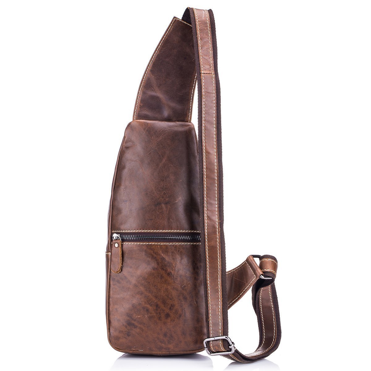 Genuine Leather Men's Sling Bag - Water Resistant Anti-Theft Chest Shoulder Backpack for Travel, Hiking, School & Daily Use | Crossbody Purse with Multiple Pockets for Phone, Wallet & Essentials