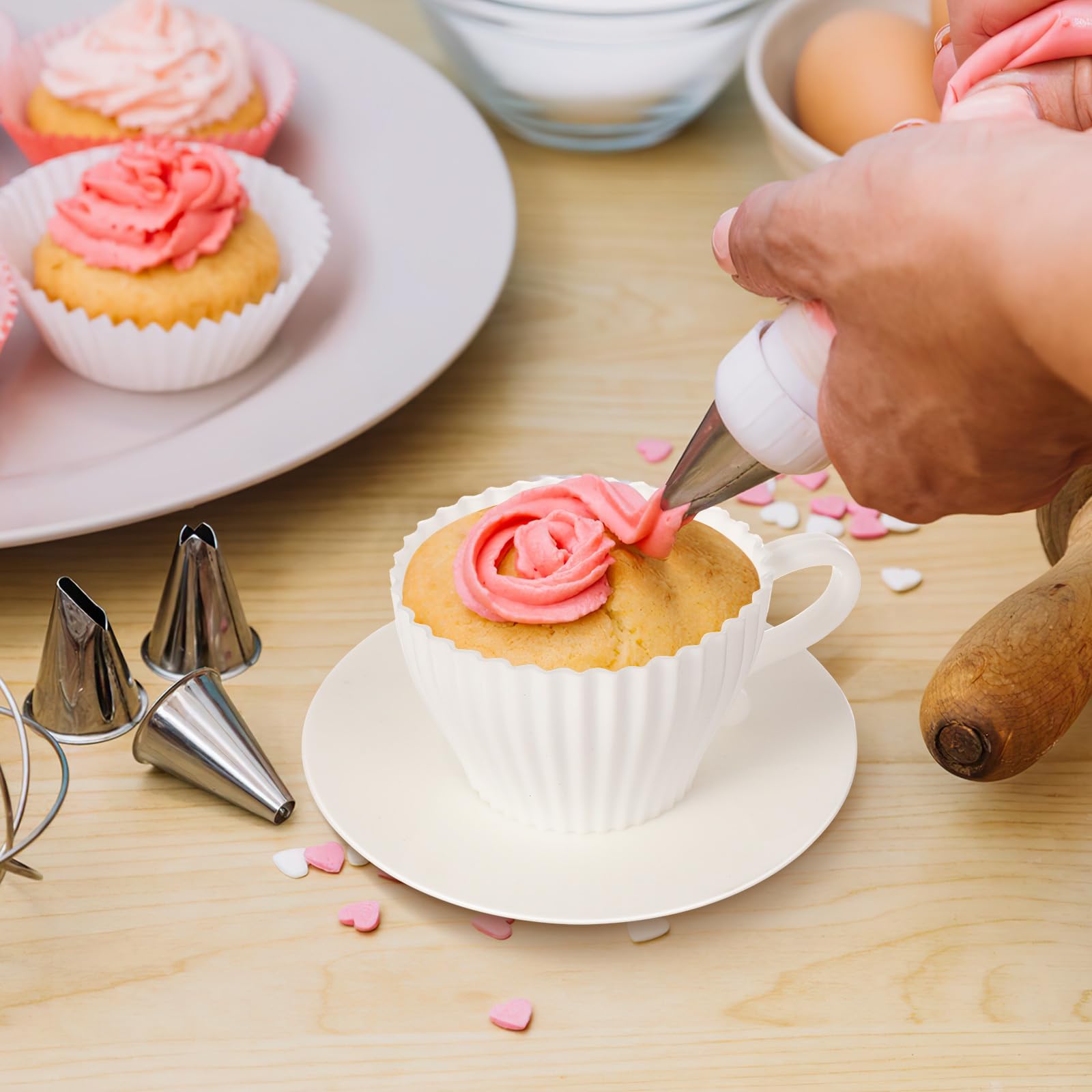 DOITOOL 4PCS Silicone Cupcake Liners - Reusable, Non-Stick, Oven Safe Baking Muffin Cups for Perfect Cupcakes & Muffins - Ideal for Home Baking, Parties, and Gift Packaging