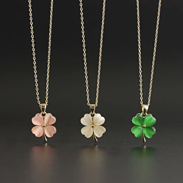 Lucky Titanium Four Leaf Clover Pendant Necklace for Women | HN2130 | Elegant Jewelry Gift for Birthday, Anniversary & St. Patrick's Day