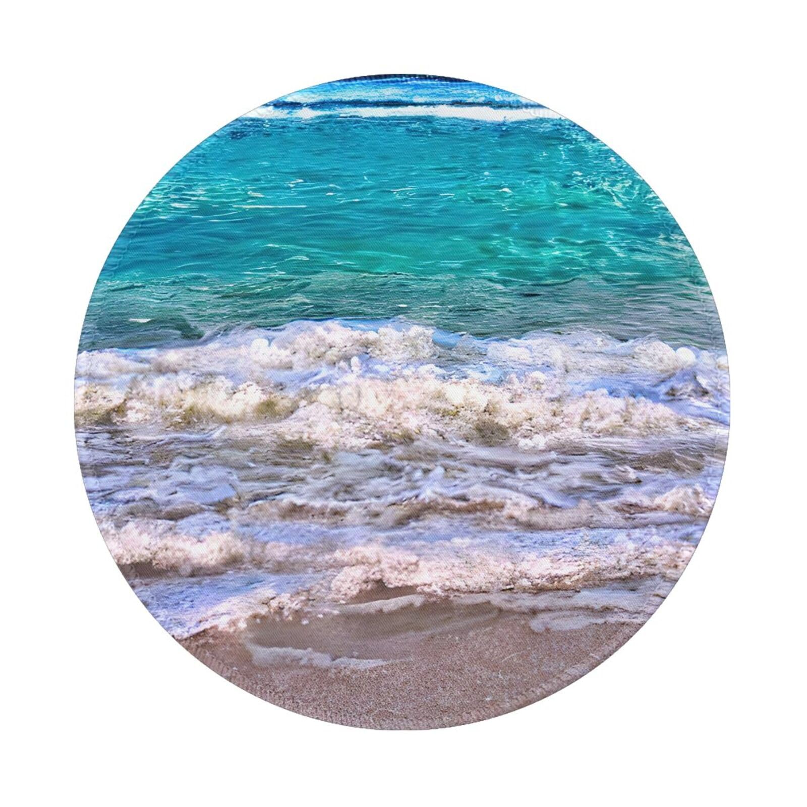 Premium White Tropical Beach Themed Round Mouse Pad - 8 Inch Non-Slip Gaming Surface - Durable Desk & Laptop Accessory for Office, Home & Gaming Setup