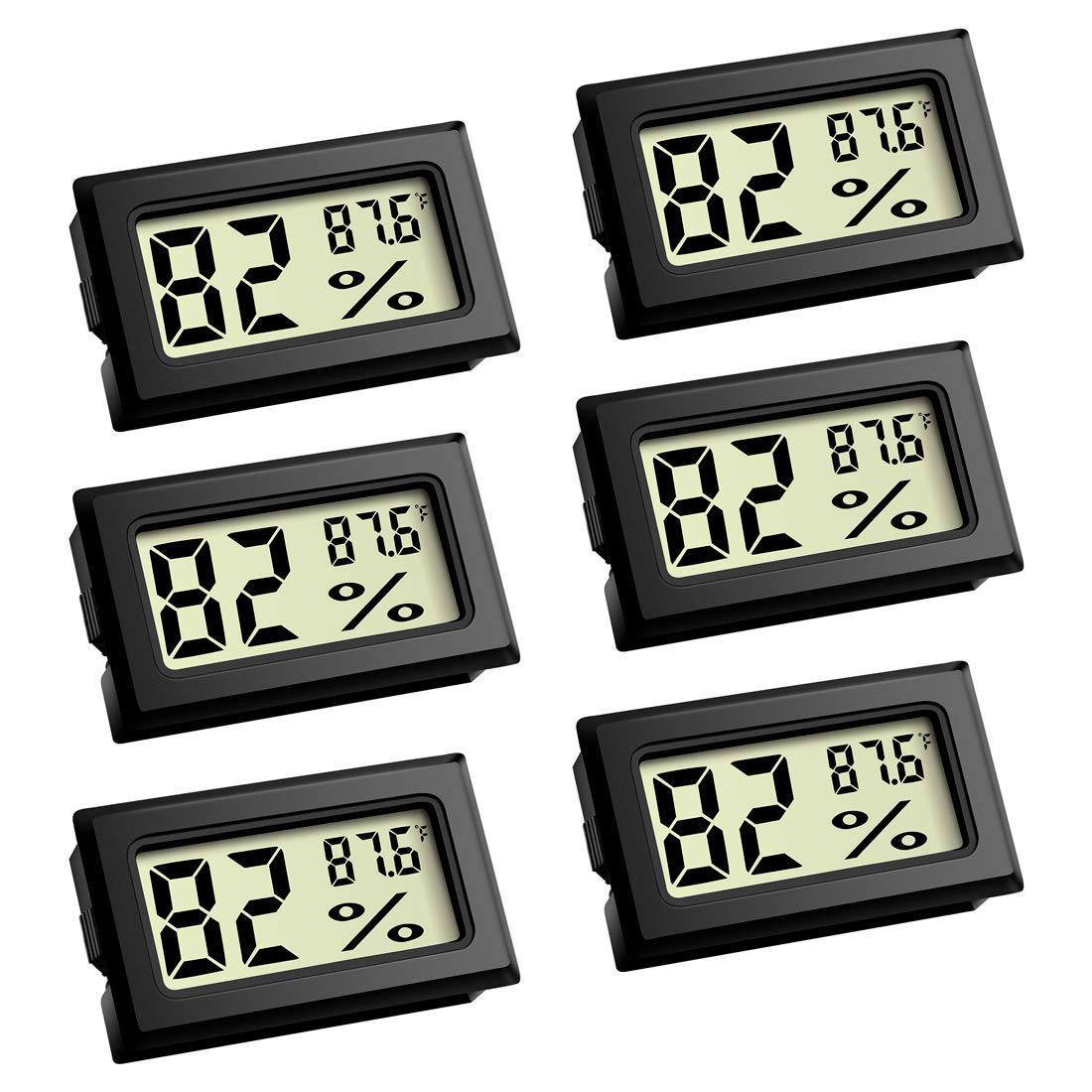 6 Pack Mini Digital Thermometer Hygrometer with LCD Display - Accurate Fahrenheit (℉) Readings for Refrigerator, Freezer, Humidor, Greenhouse, Garden, Cellar, Fridge & Closet - Perfect for Food Storage, Plant Monitoring and Home Organization