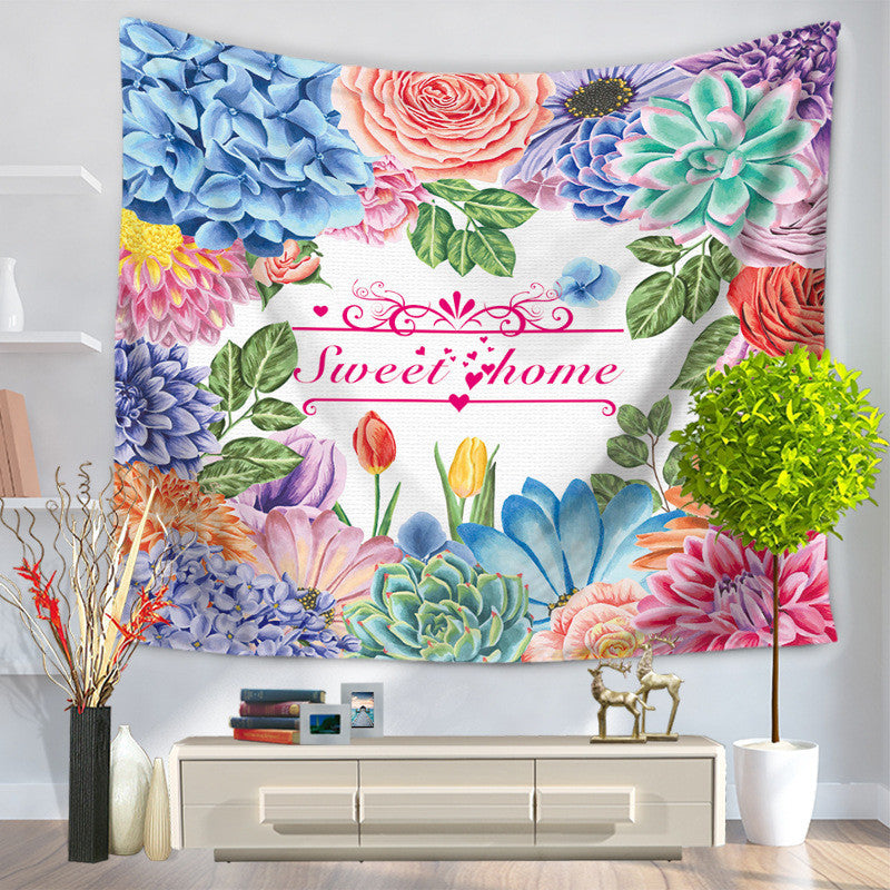 Vibrant Floral Tapestry Wall Hanging - Sandy Beach Sitting Carpet GT1099 | Bohemian Home Decor for Living Room, Bedroom & Outdoor Picnics