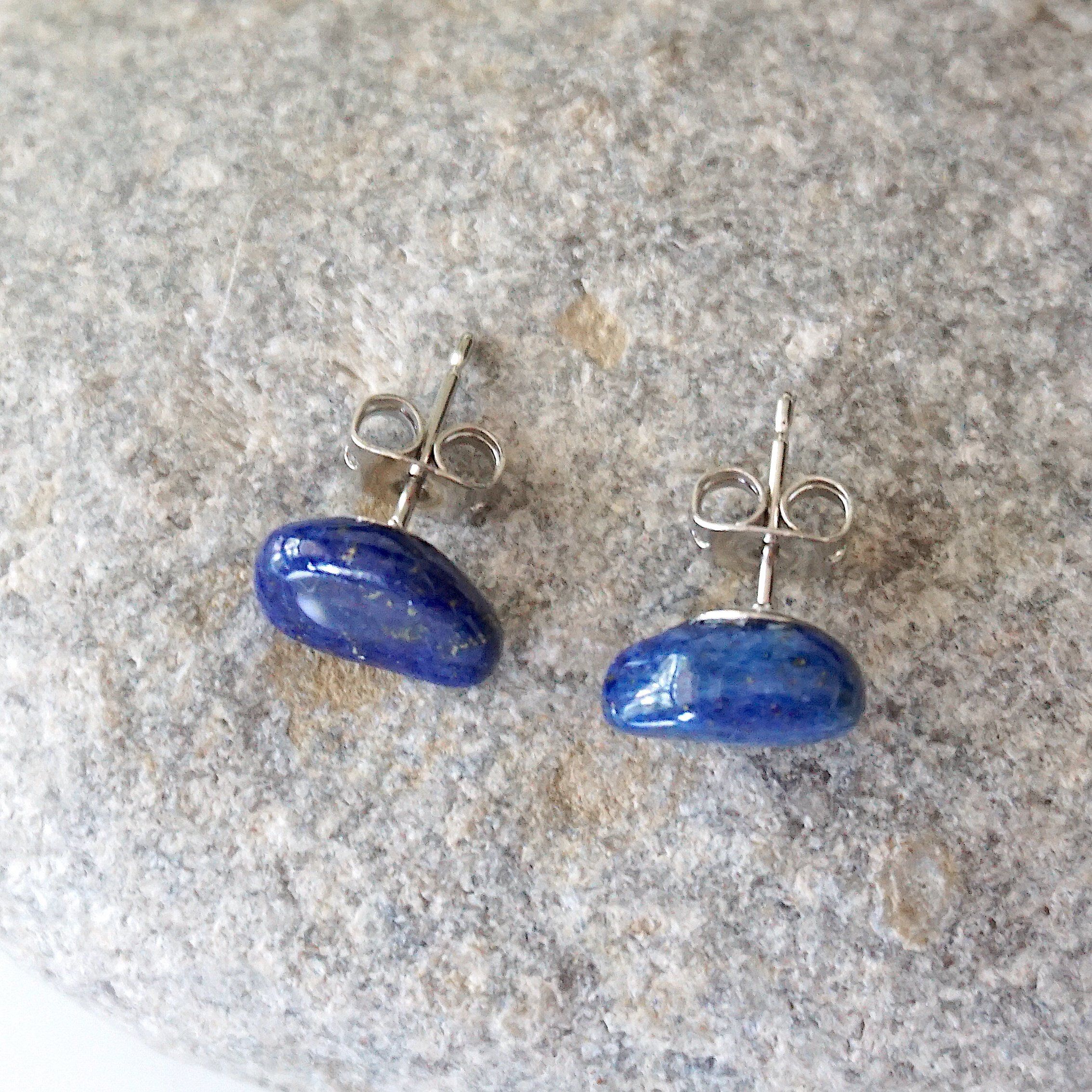 Lapis Lazuli Stud Earrings - 14K Gold Post Earrings for Women | Perfect for Everyday Wear, Office & Special Occasions